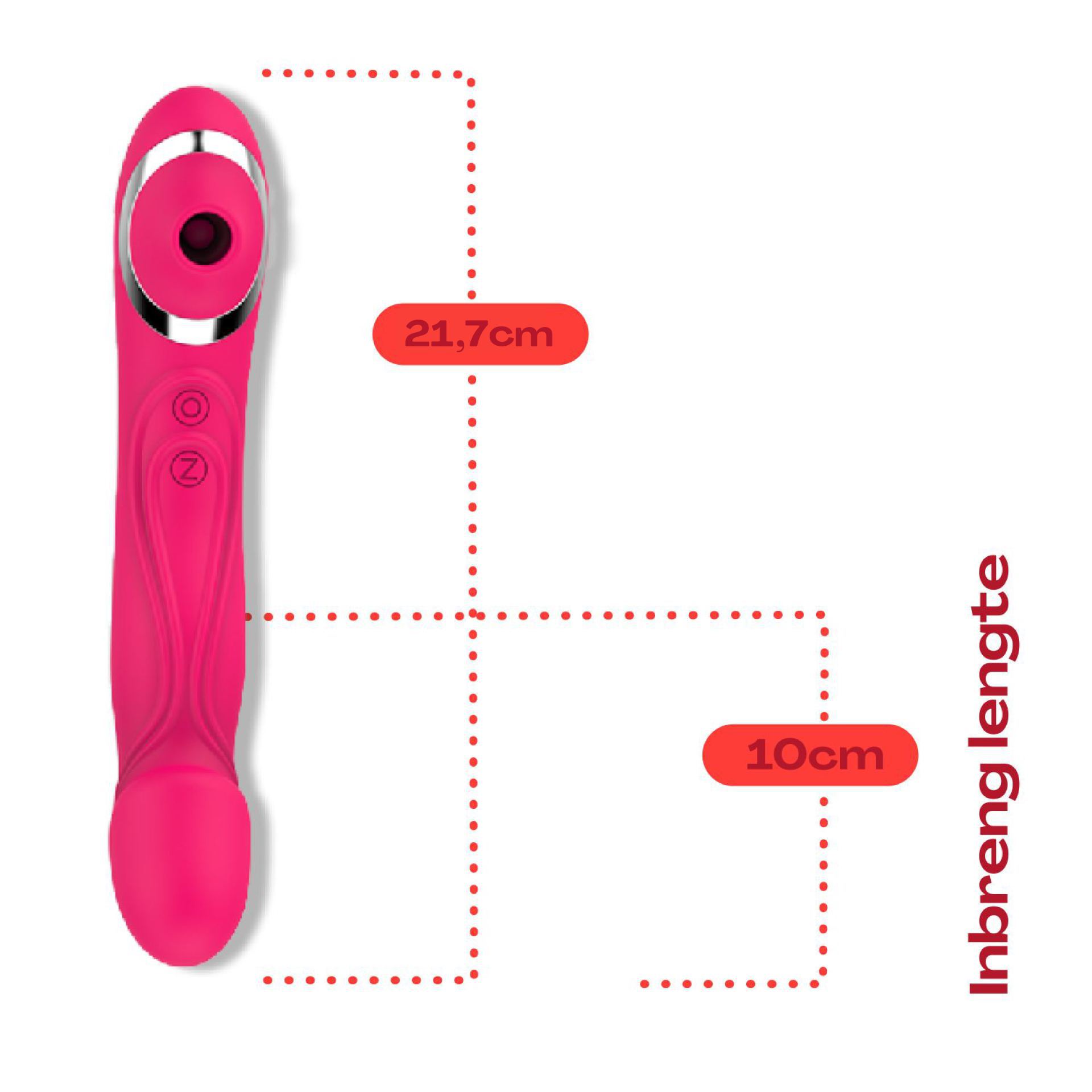 Luchtdruk vibrator 2in1 21,7cm roze kopen