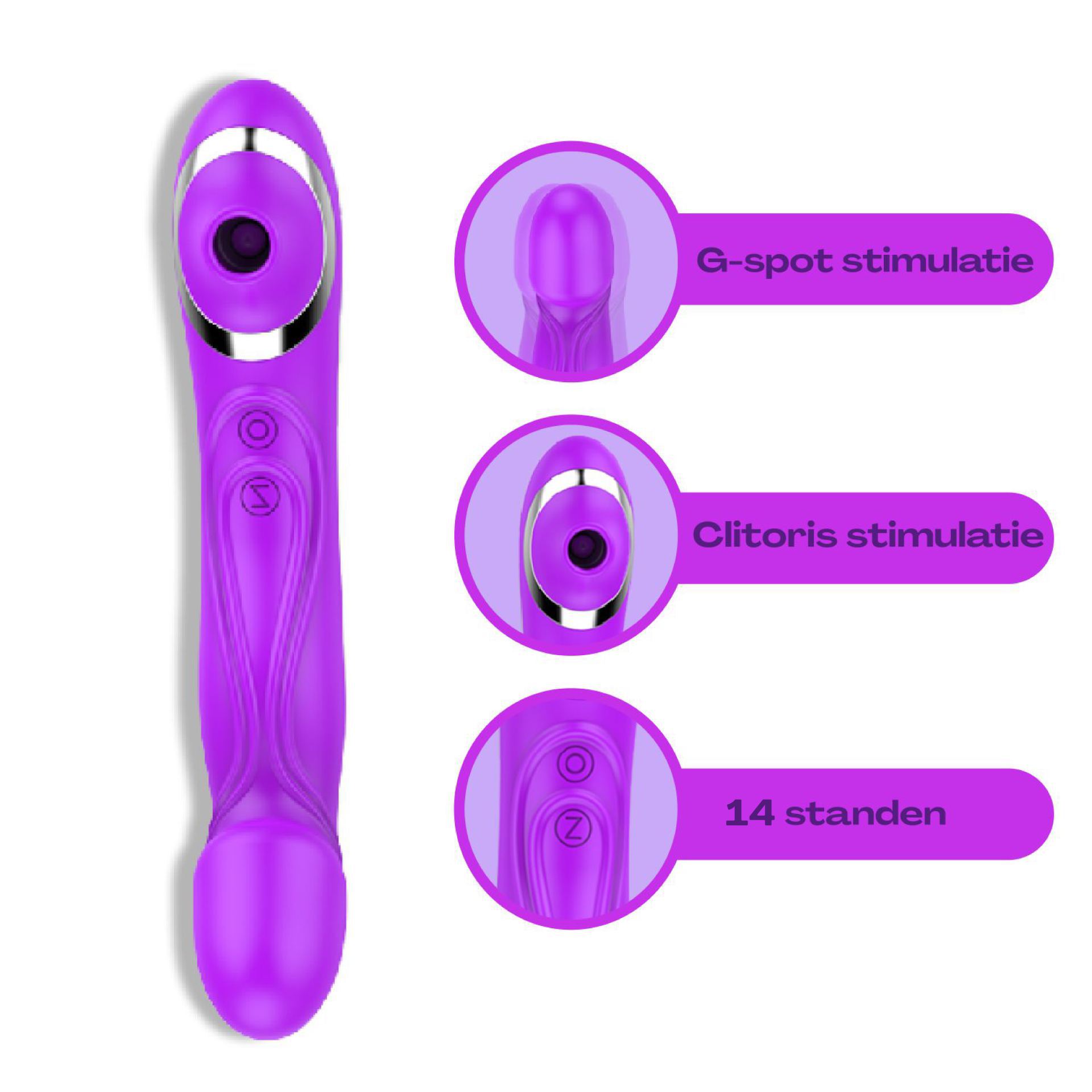 Luchtdruk vibrator 2in1 21,7cm paars online