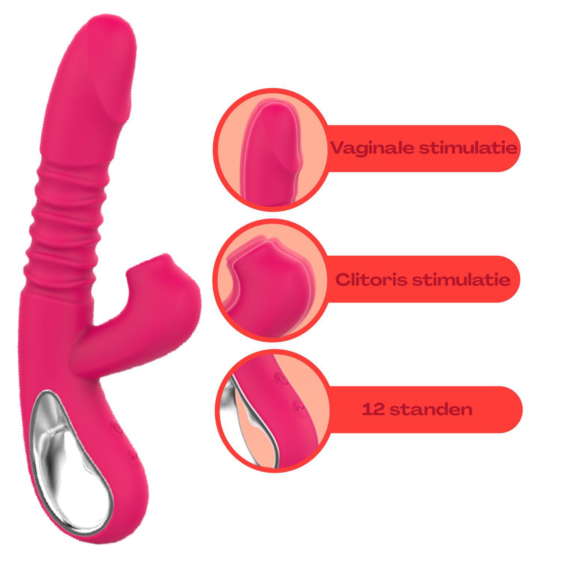 Stotende luchtdrukvibrator 23,7cm roze online