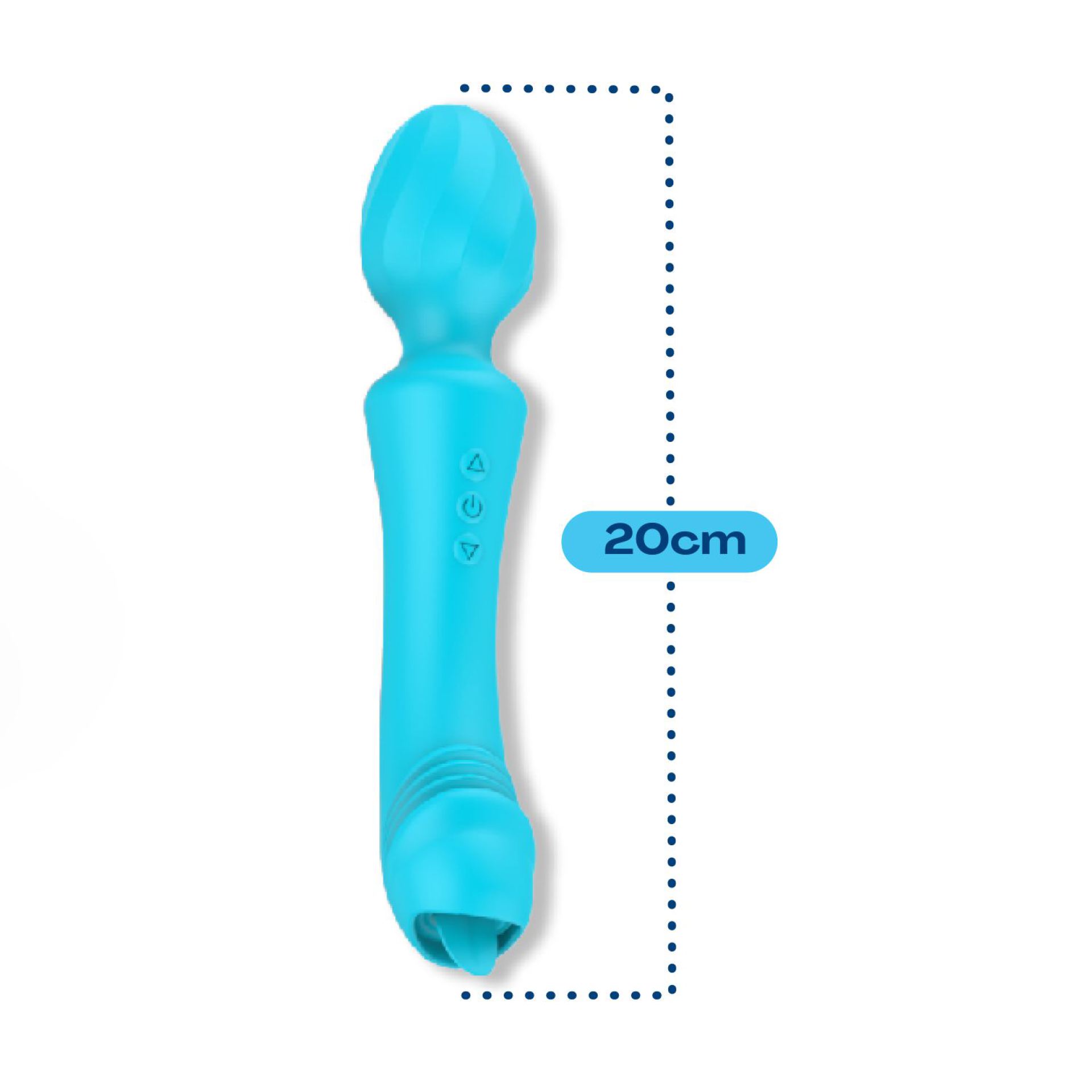 Wand vibrator met tong 2in1 20cm blauw kopen