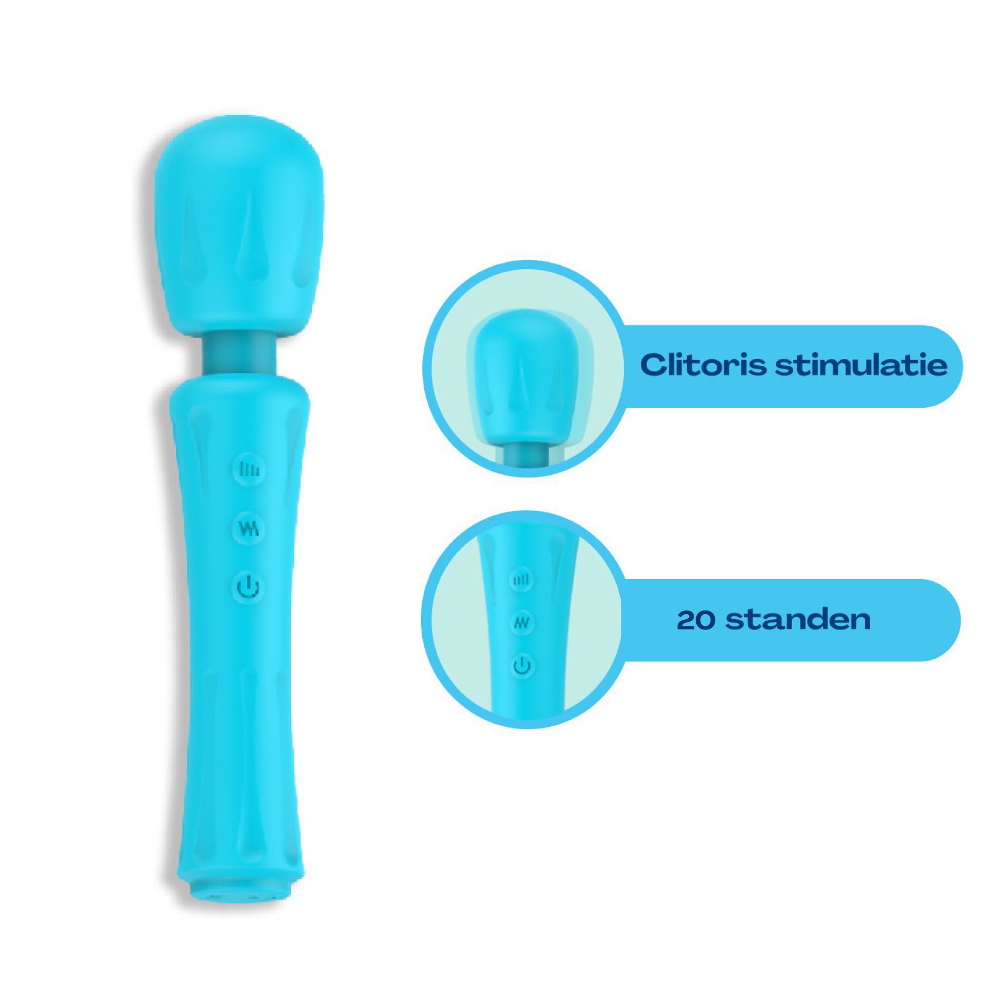 Wand vibrator 18,2cm lichtblauw goedkoop