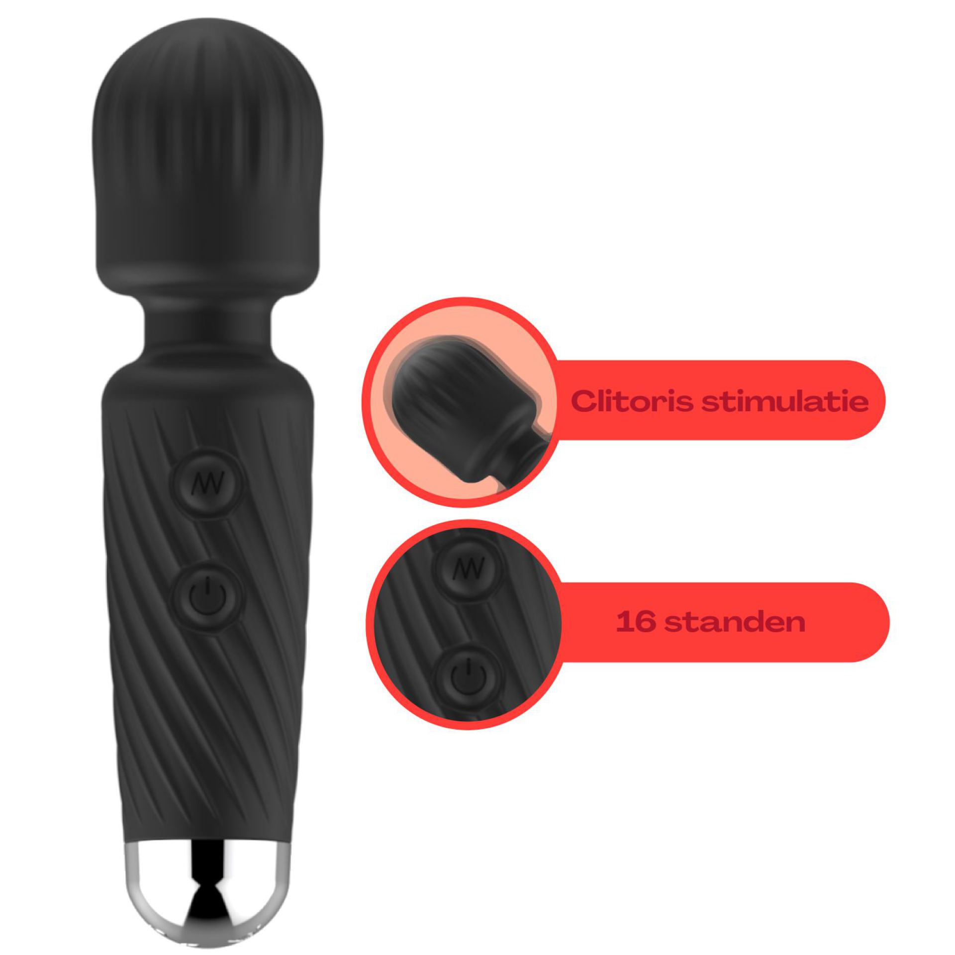 Wand vibrator reliëf 12,5cm zwart