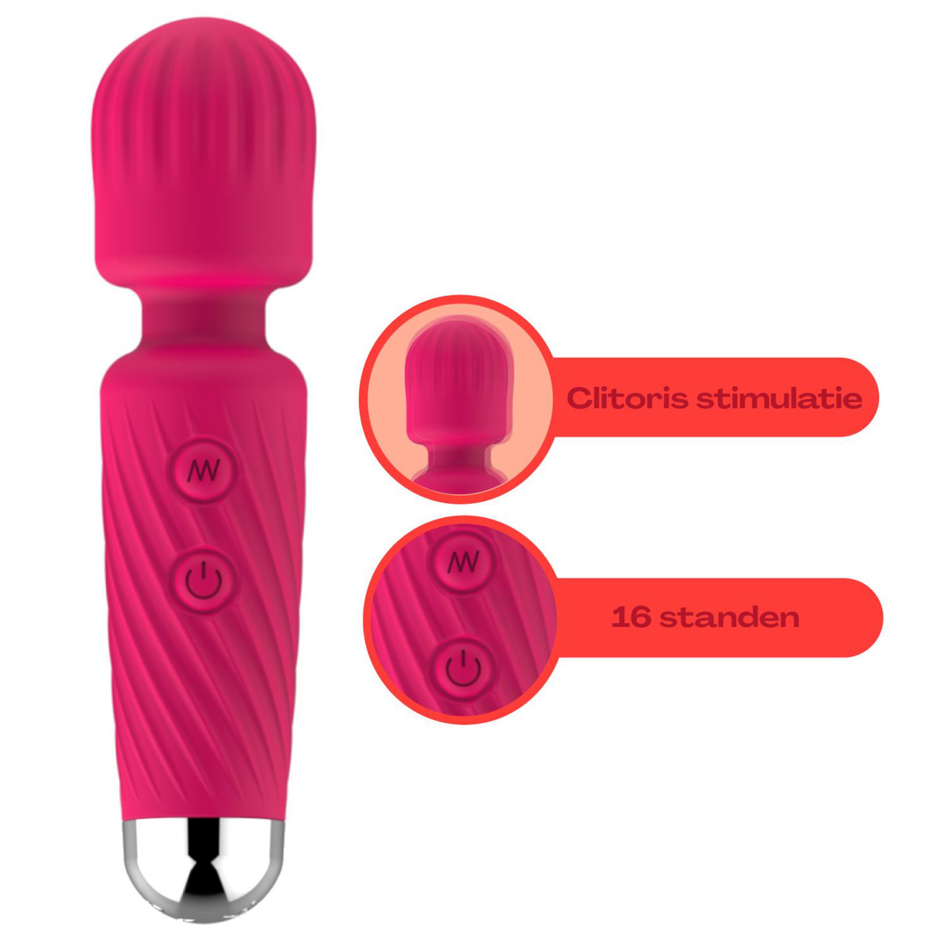 Wand vibrator reliëf 12,5cm roze