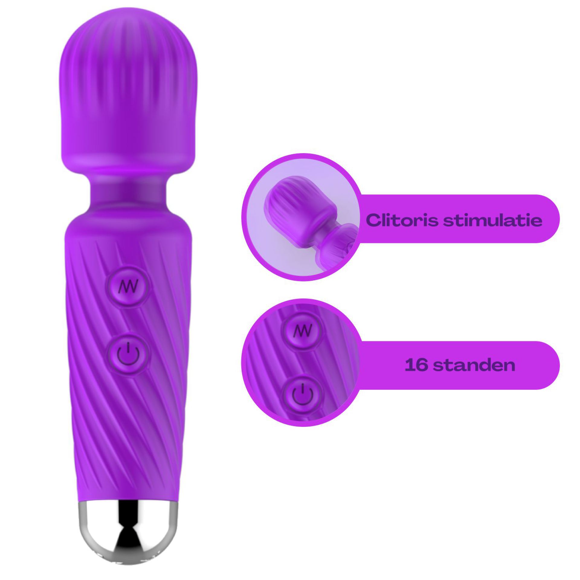 Wand vibrator reliëf 12,5cm paars kopen