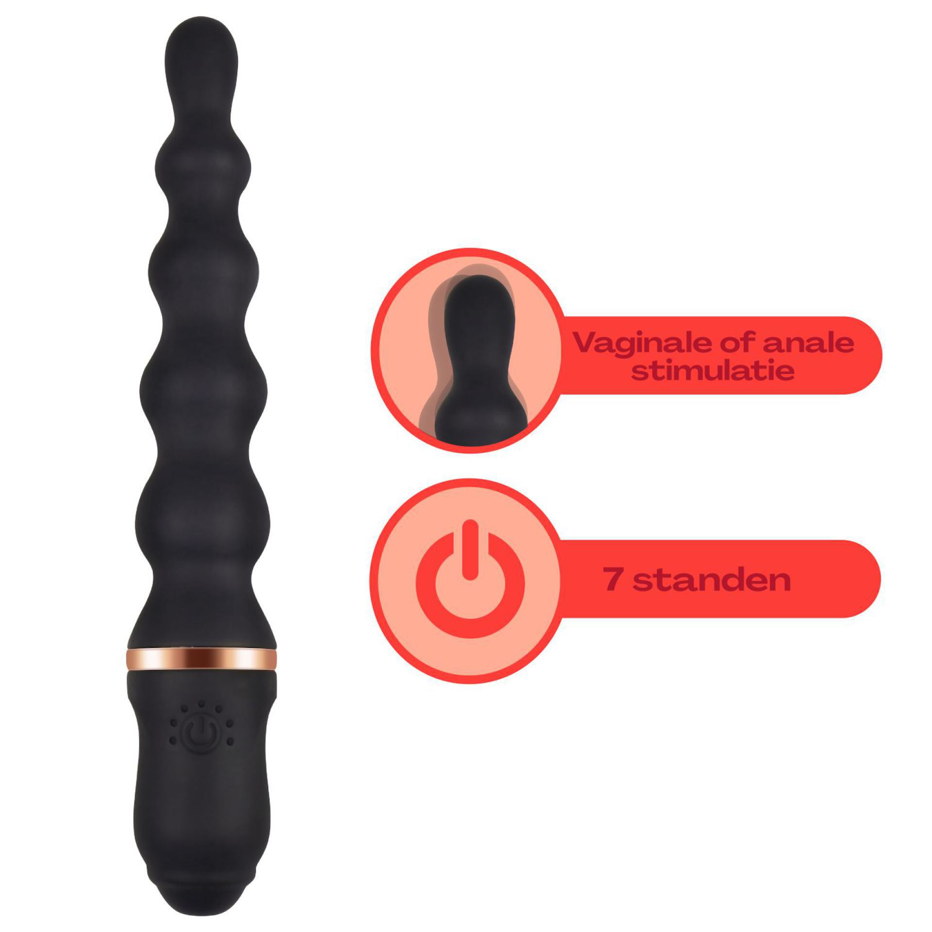Anaal vibrator 24,9cm zwart specificaties