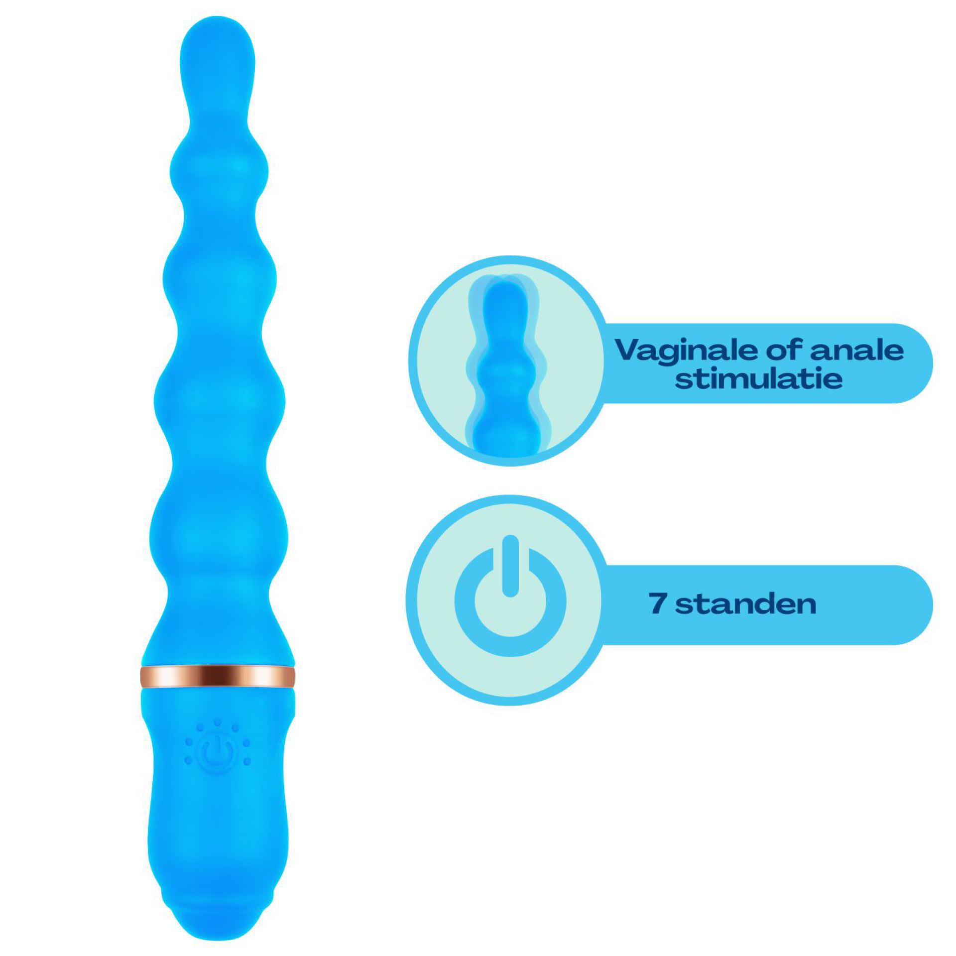Anaal vibrator 24,9cm blauw specificaties
