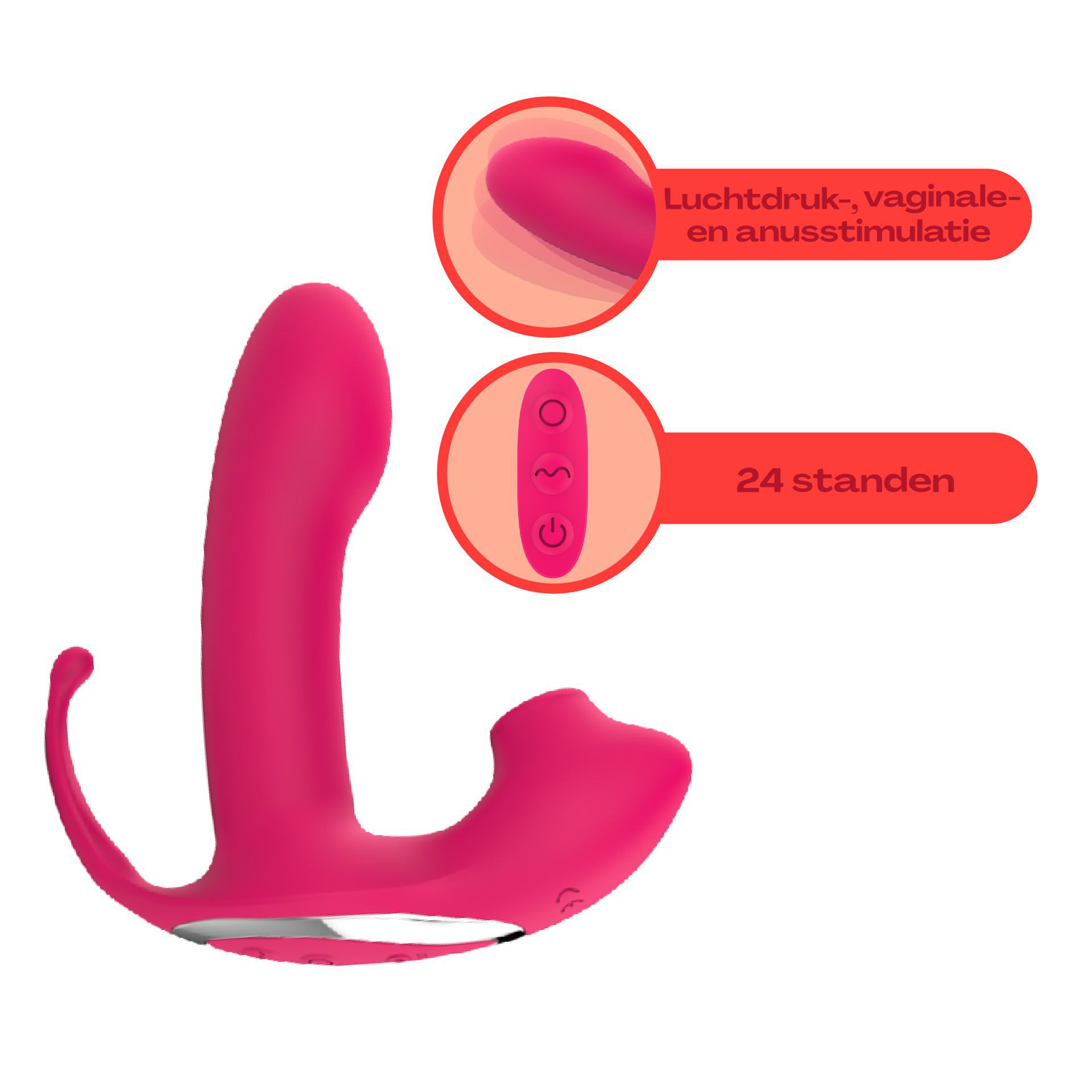 Luchtdruk vibrator 3in1 14,3cm roze online