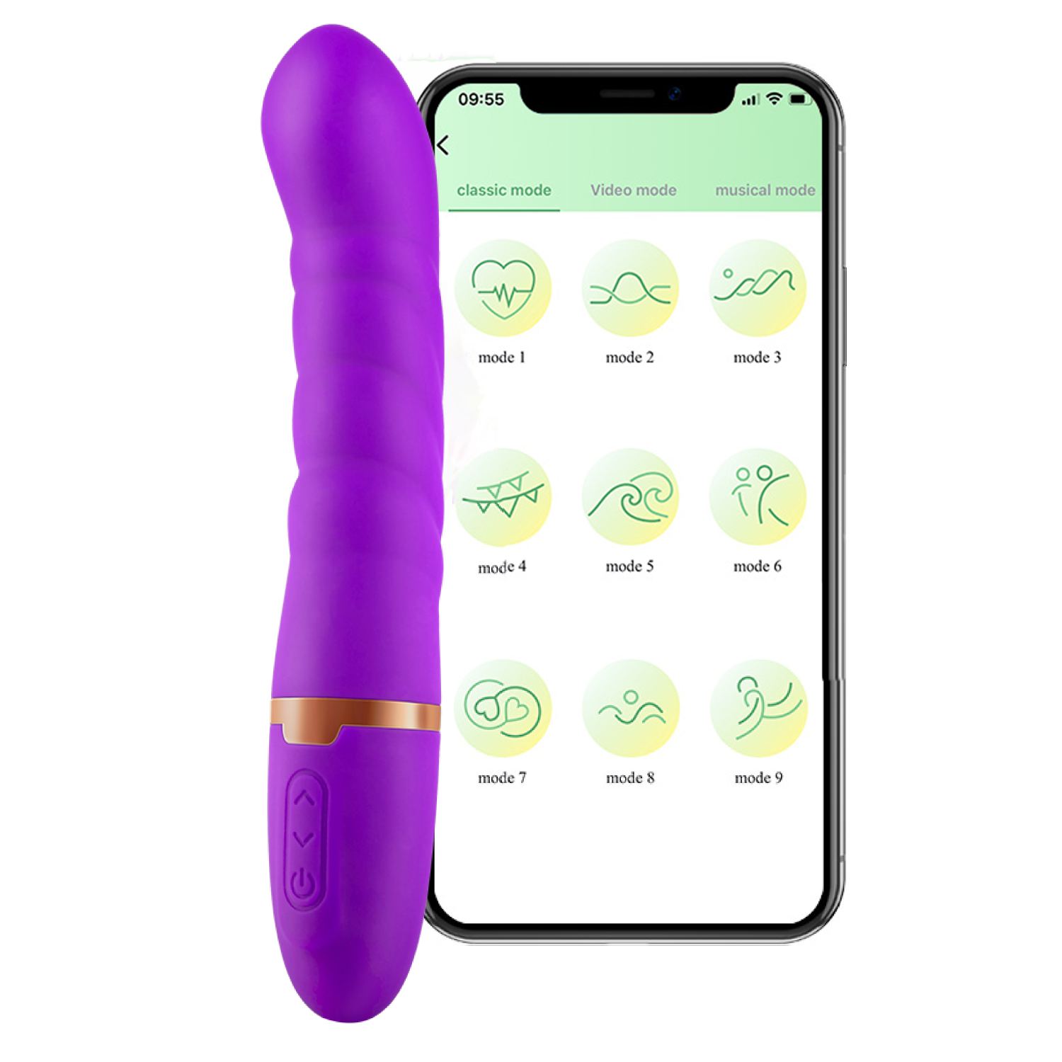 Goedkope vibrator met app 22,5cm paars