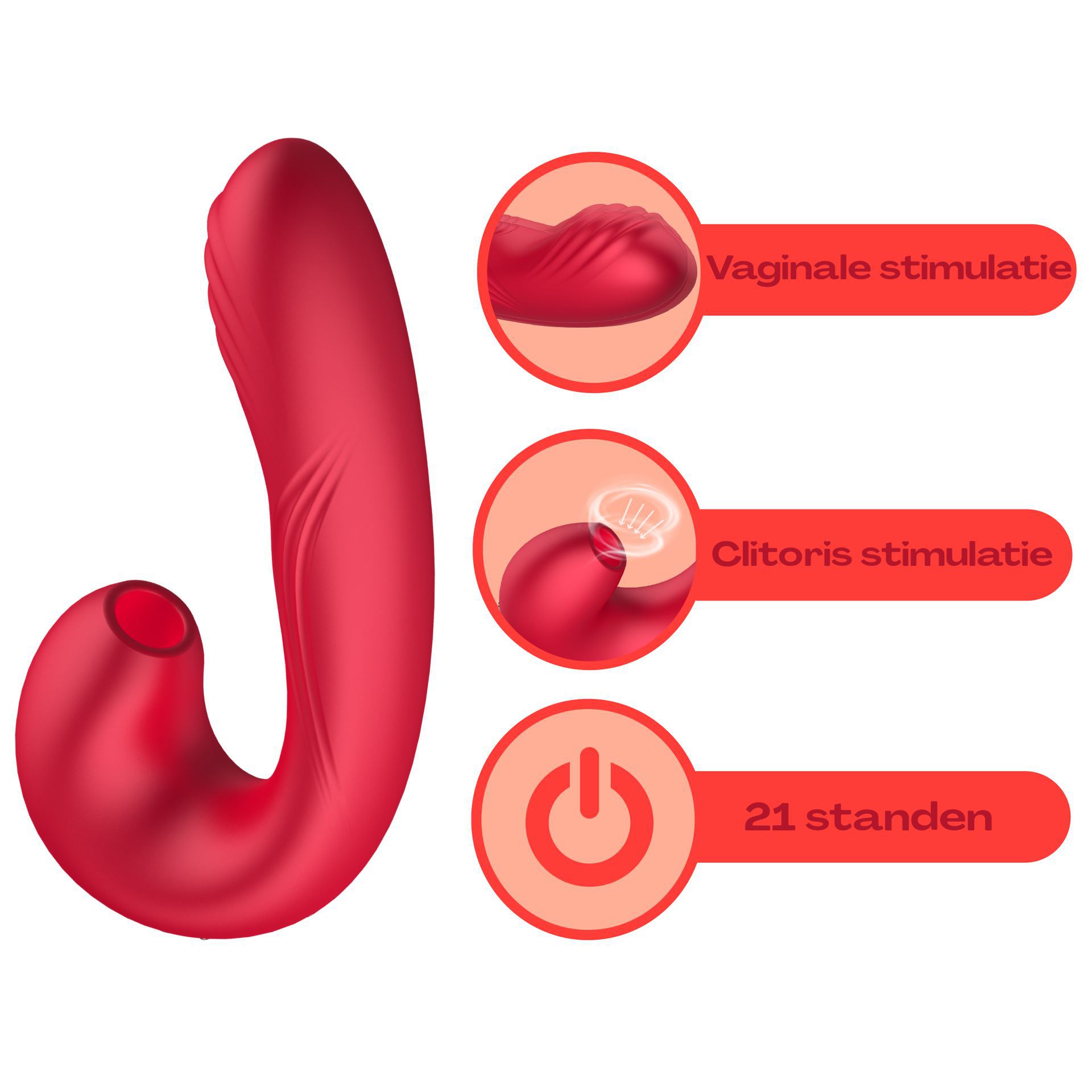 Luchtdruk vibrator 21 Standen rood goedkoop