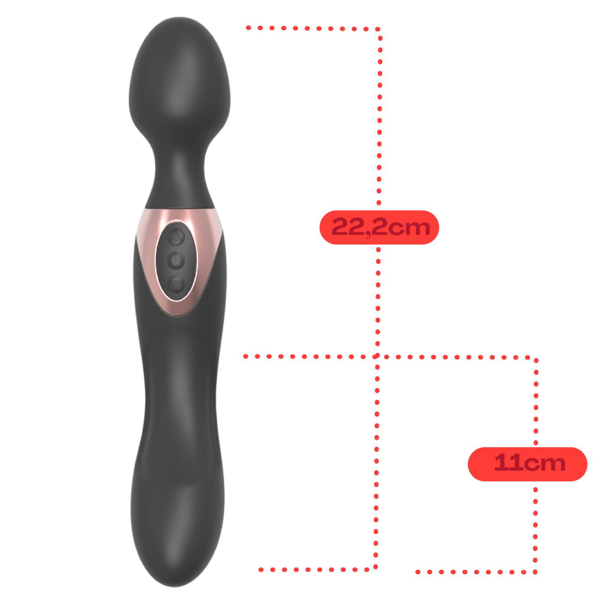 Wand vibrator met dildo 22,2cm zwart kopen