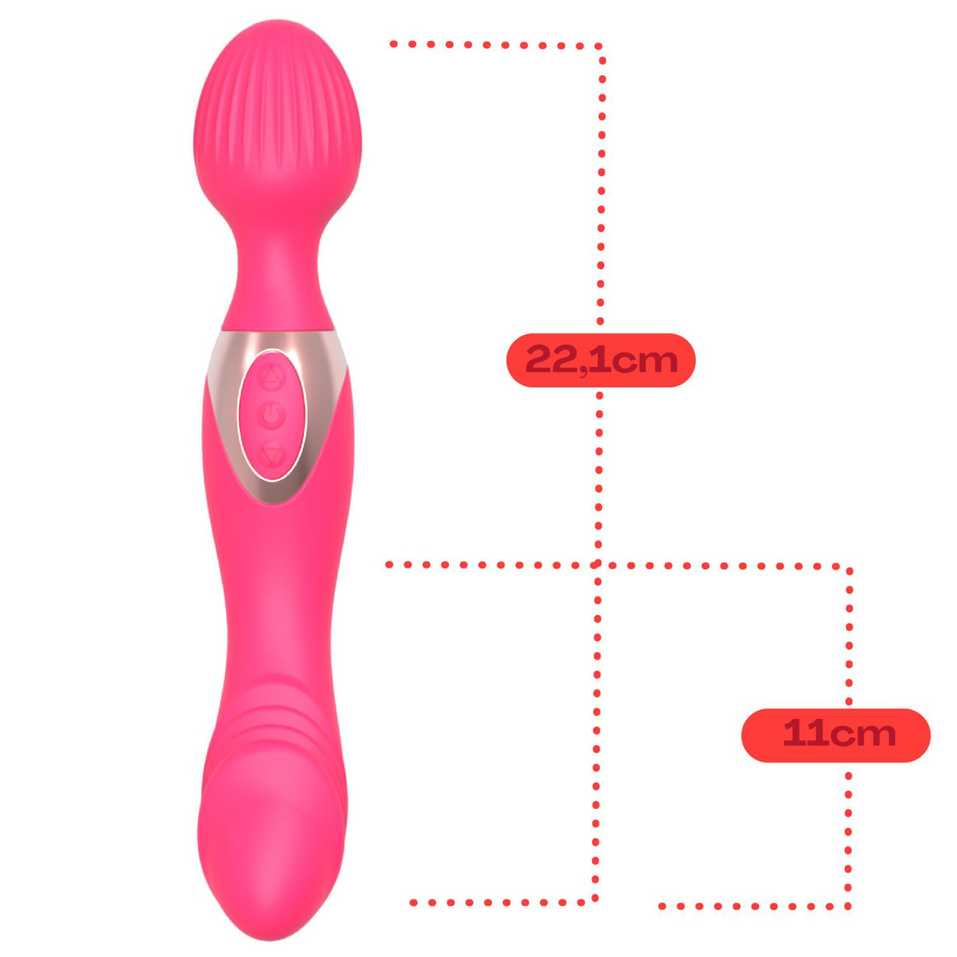 Wand vibrator met dildo 22,1cm roze kopen