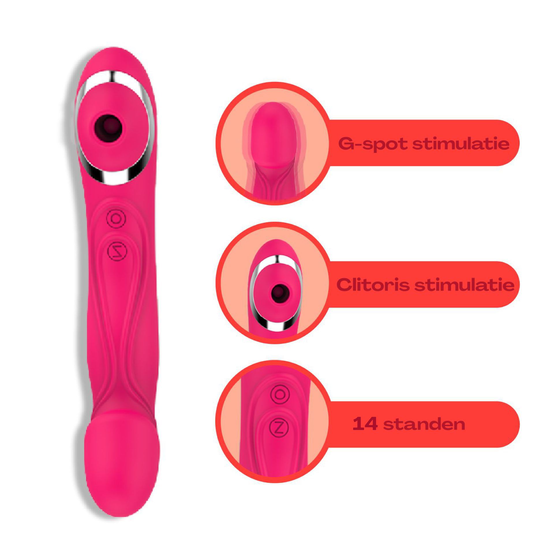 Luchtdruk vibrator 2in1 21,7cm roze goedkoop