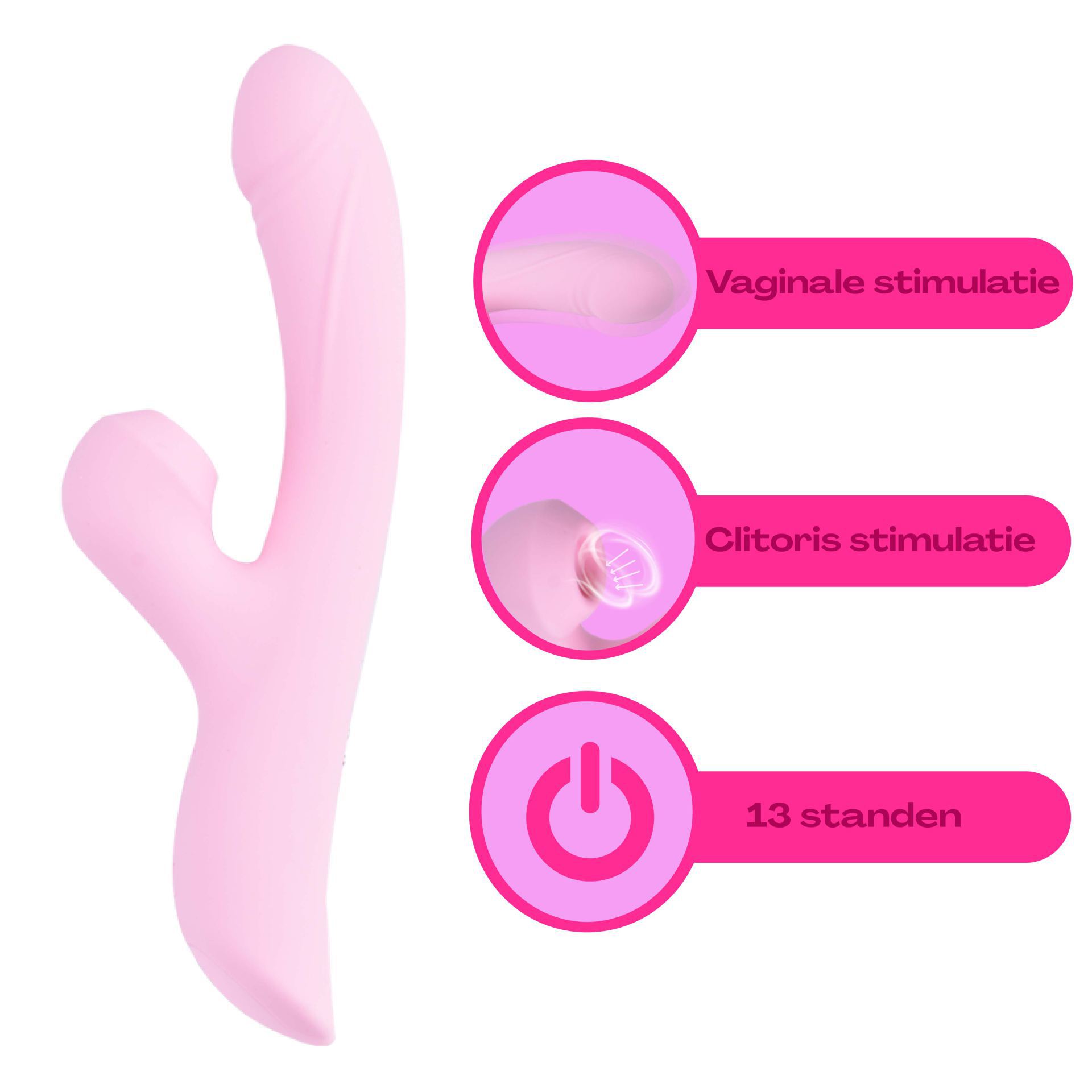 Rabbit Vibrator 13 Standen roze goedkoop