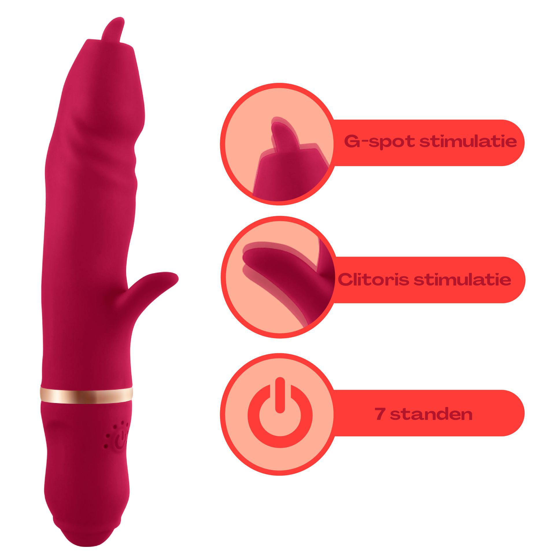 Tarzan vibrator met tong 22,7cm rood online