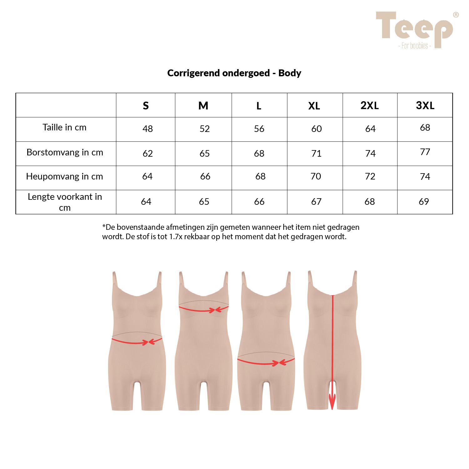 Corrigerend ondergoed Body Beige tabel