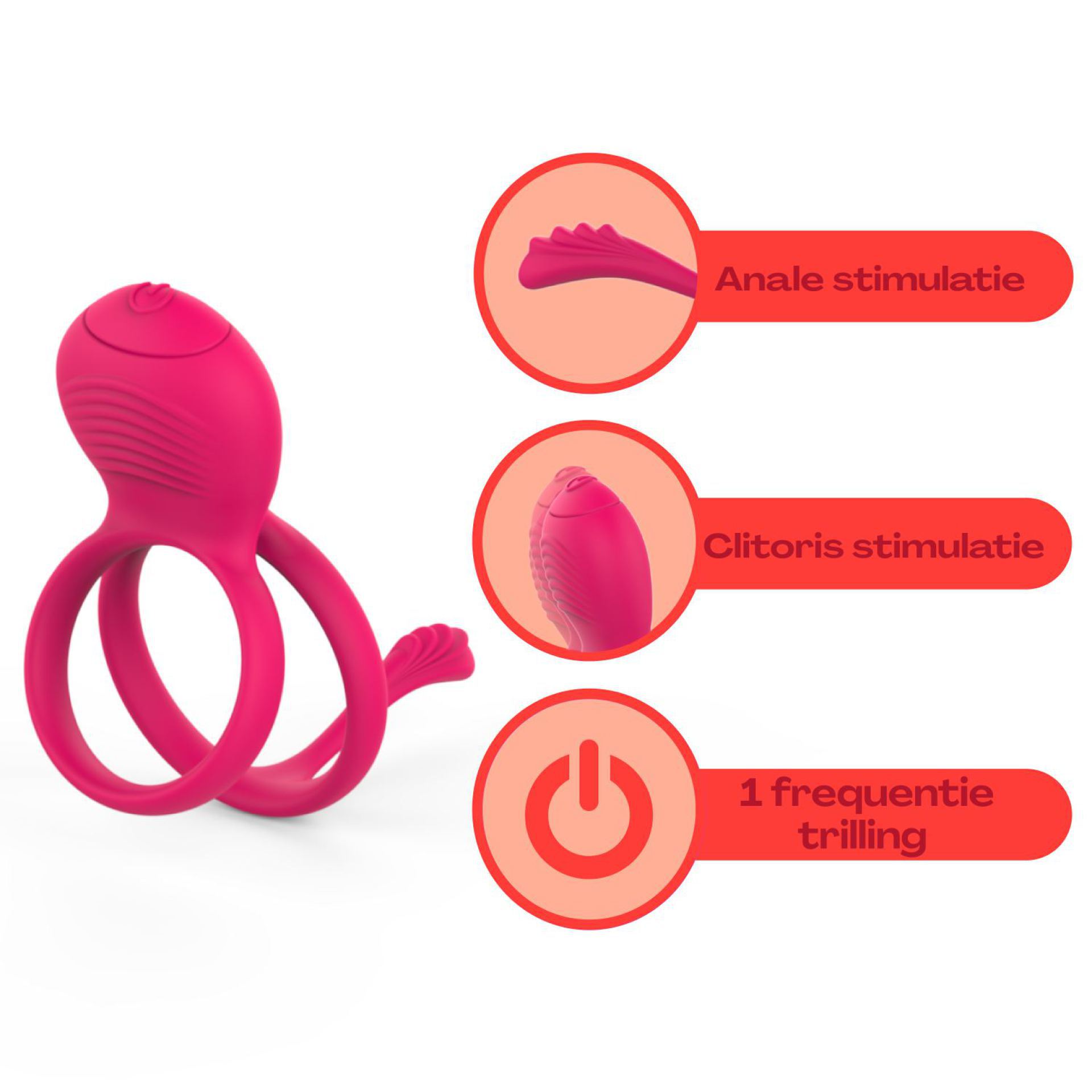 Vibrerende dubbele cockring roze goedkoop