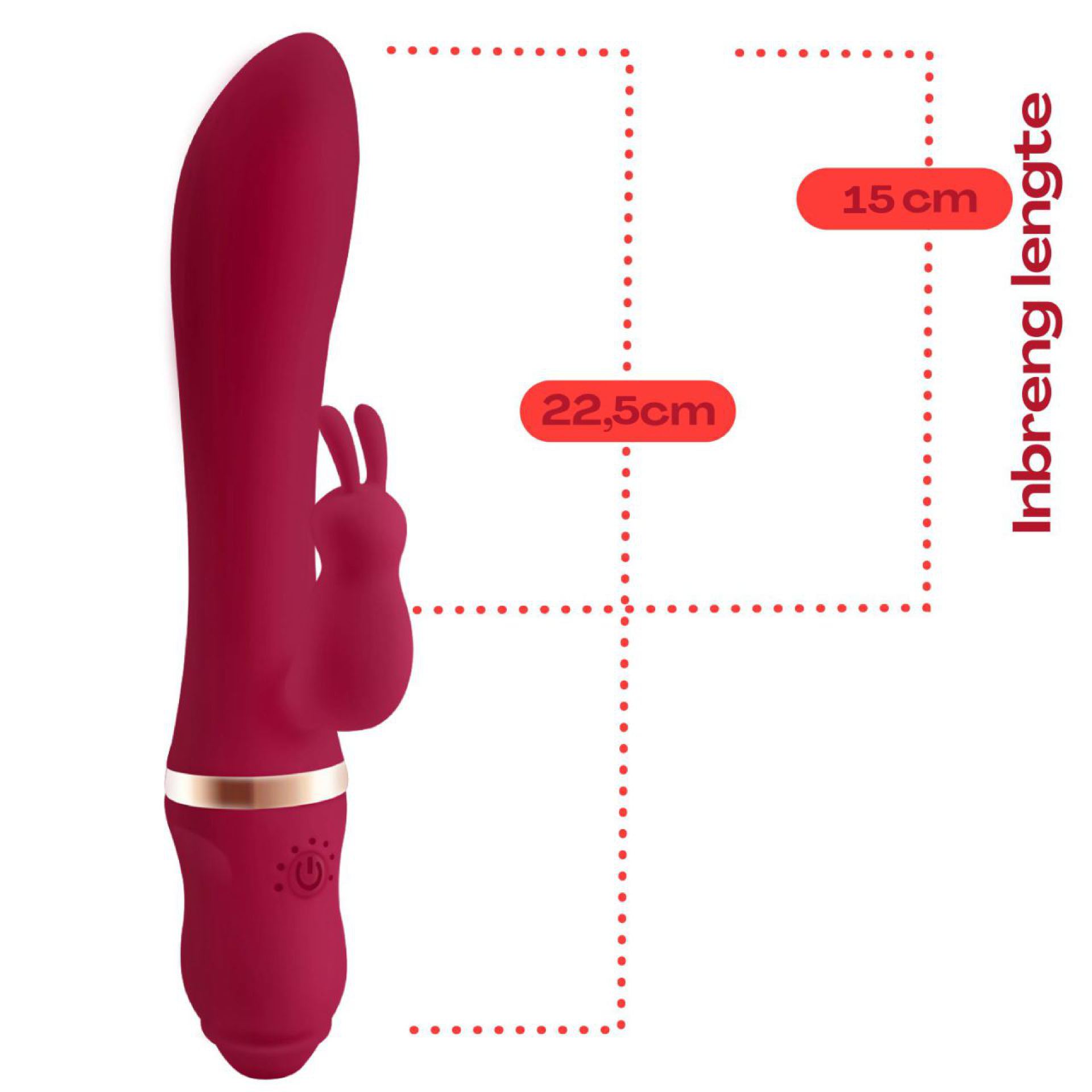Tarzan vibrator met rabbit rood 22,5cm