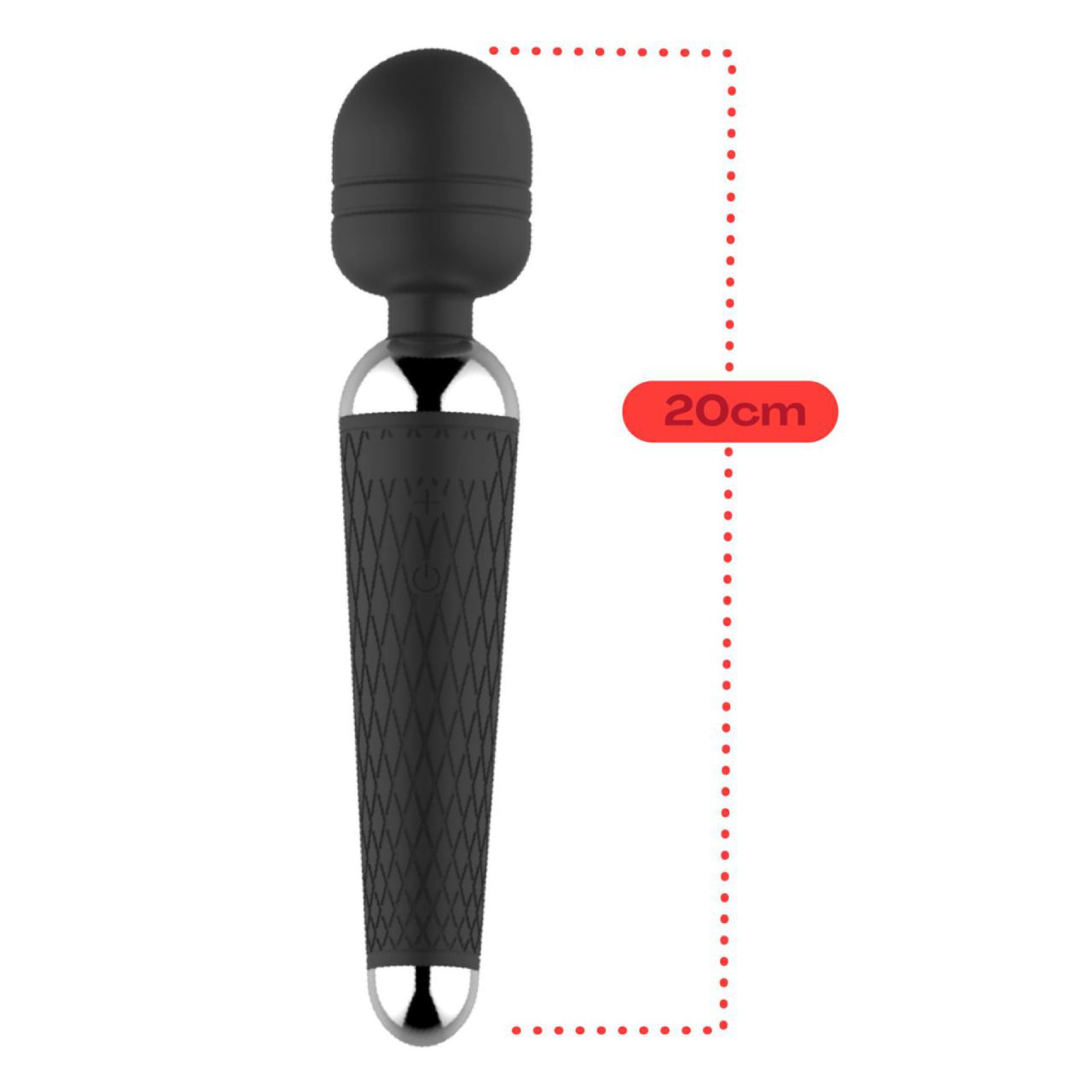 Wand vibrator 20cm met reliëf zwart