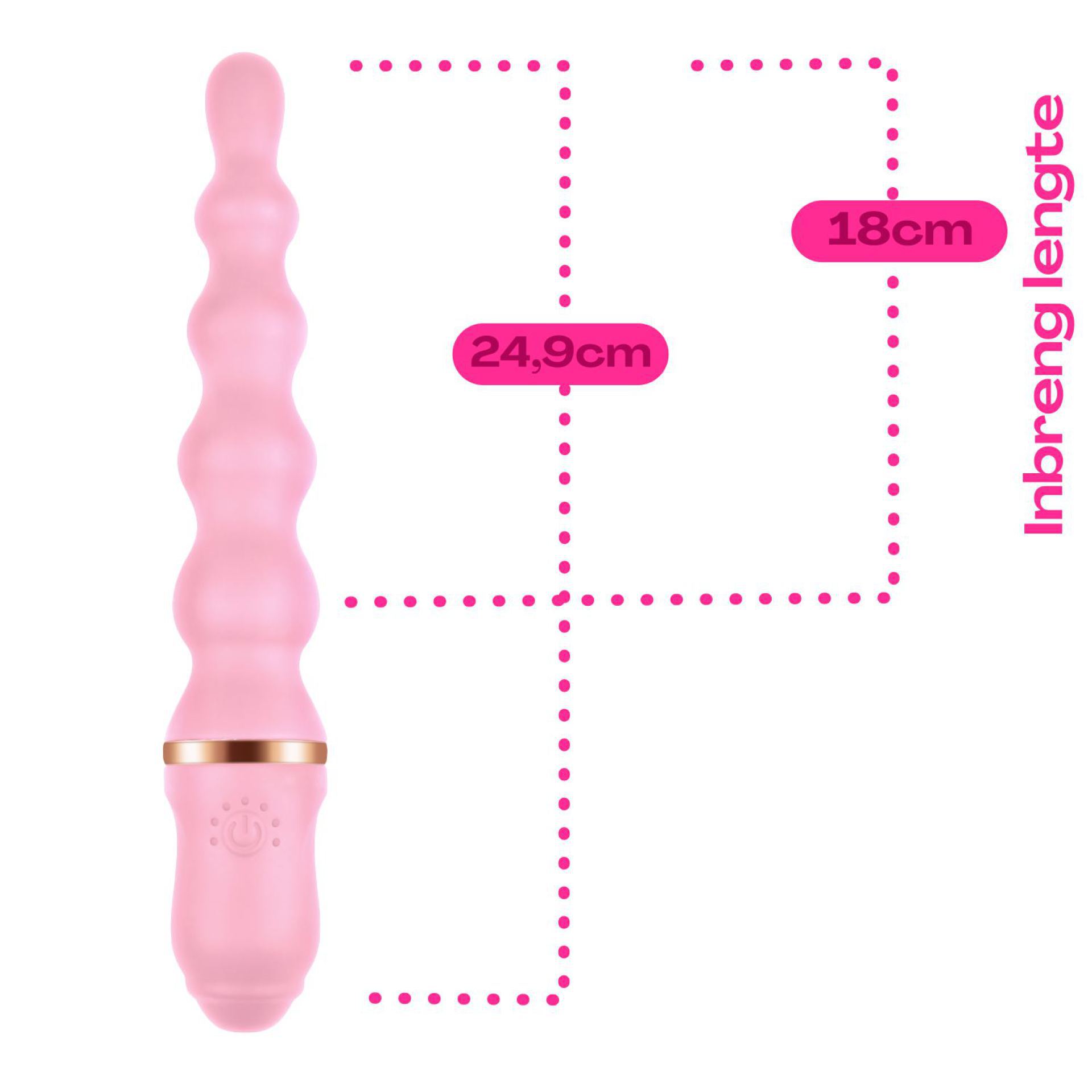Anaal vibrator 24,9cm lichtroze afmetingen