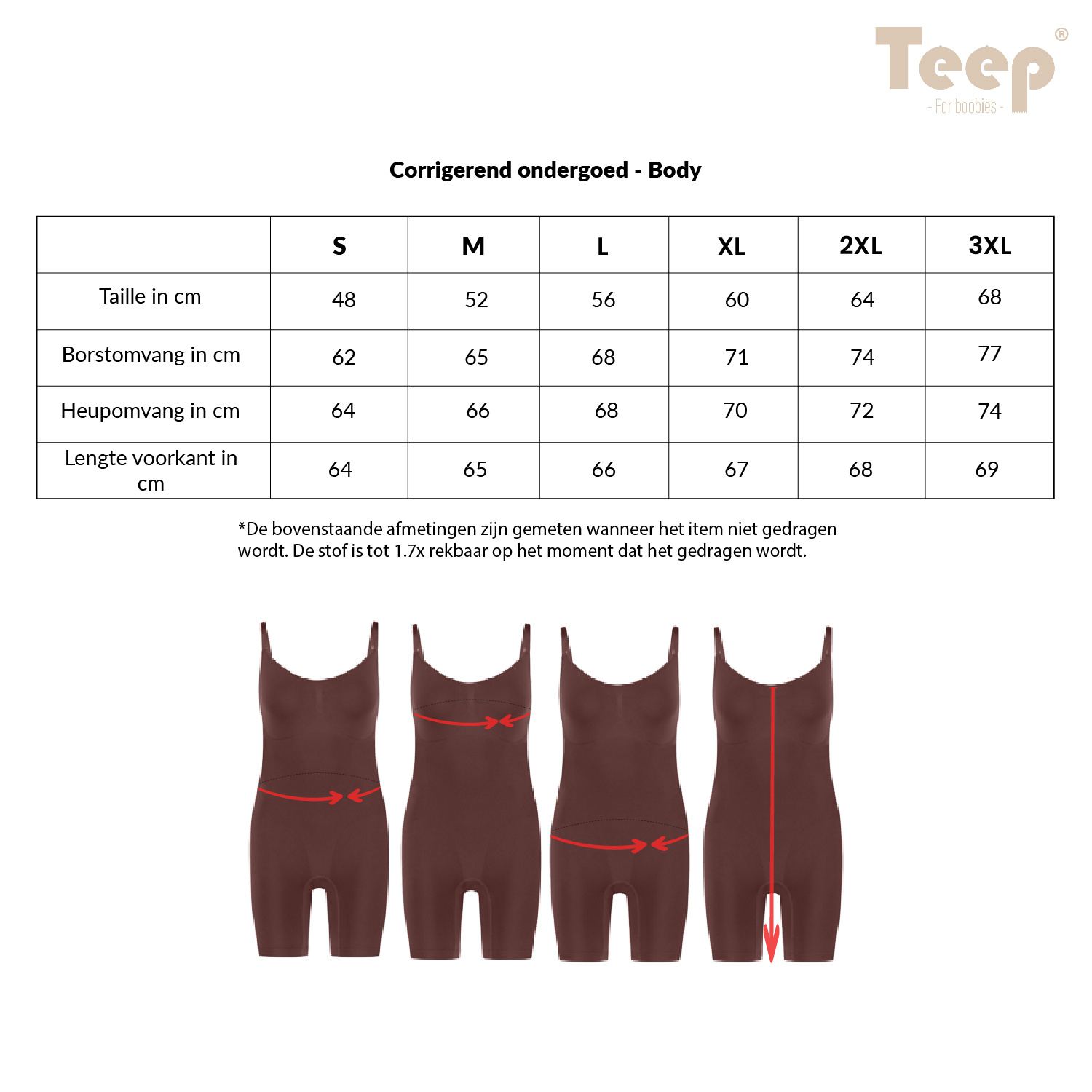 Corrigerend ondergoed Body Bruin Teep® tabel