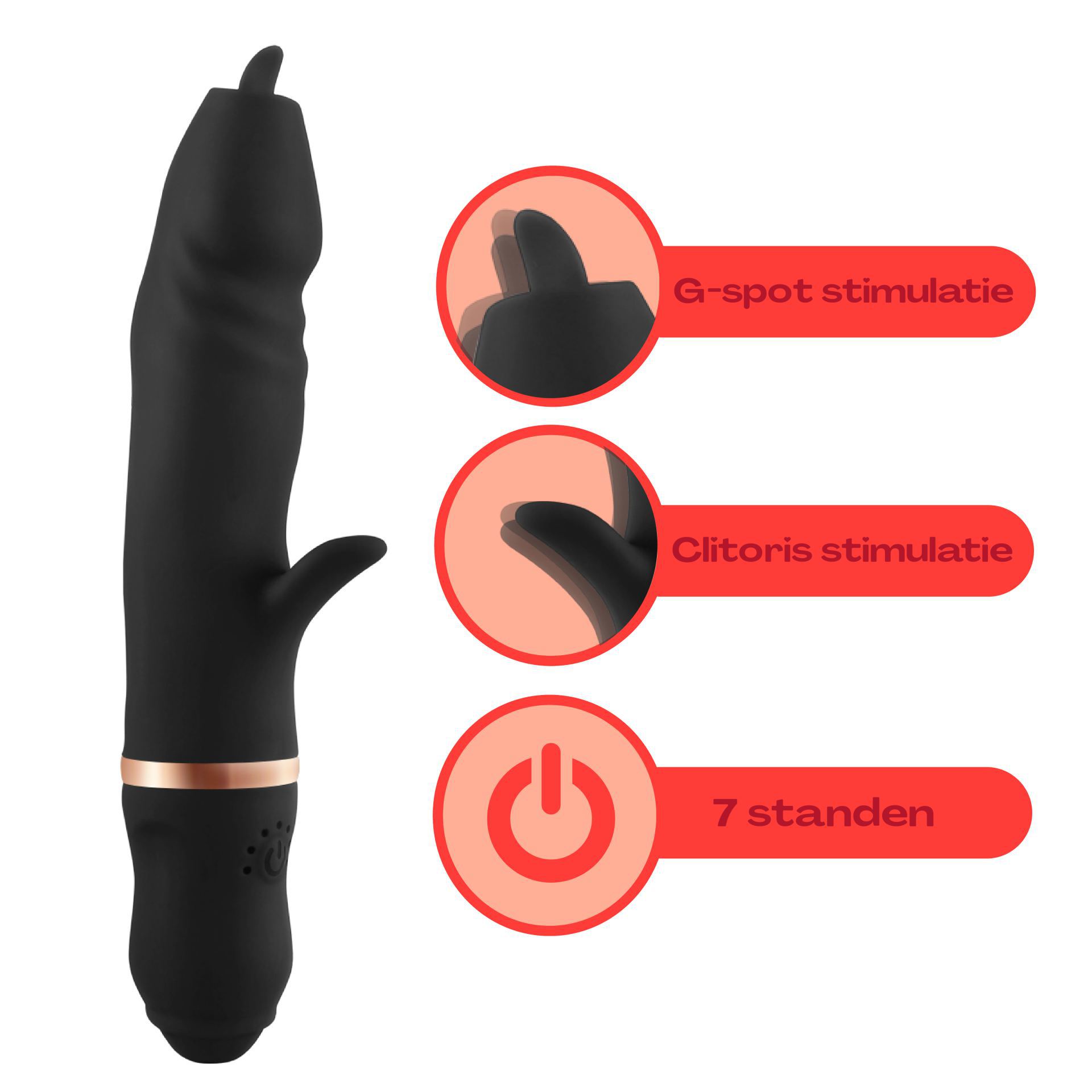 Tarzan vibrator met tong 22,7cm zwart online