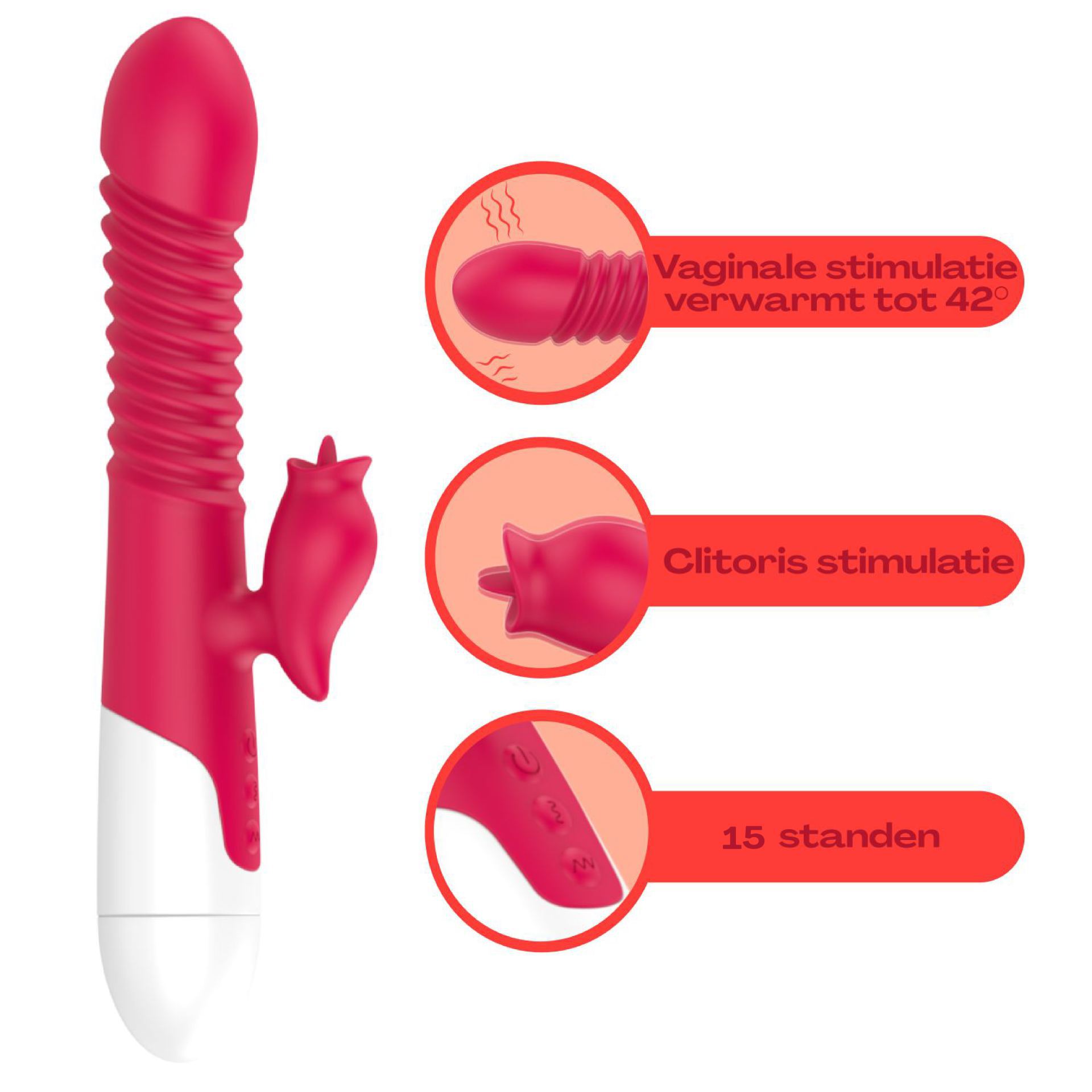 Stotende tarzan vibrator met tong rood online