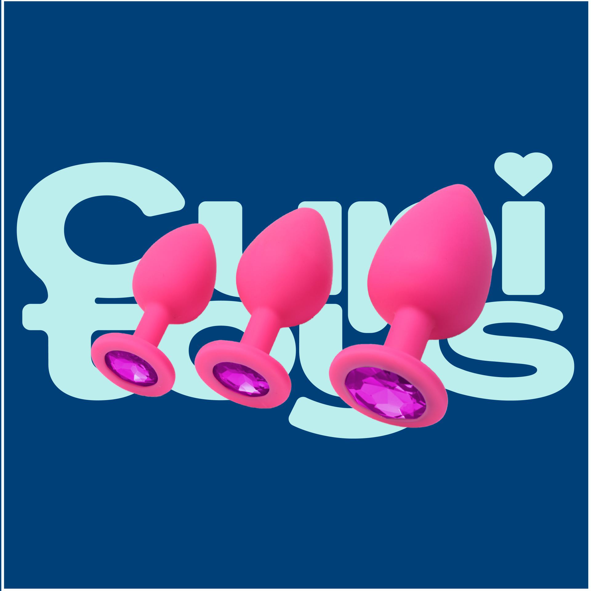 Siliconen butt plug diamant roze logo