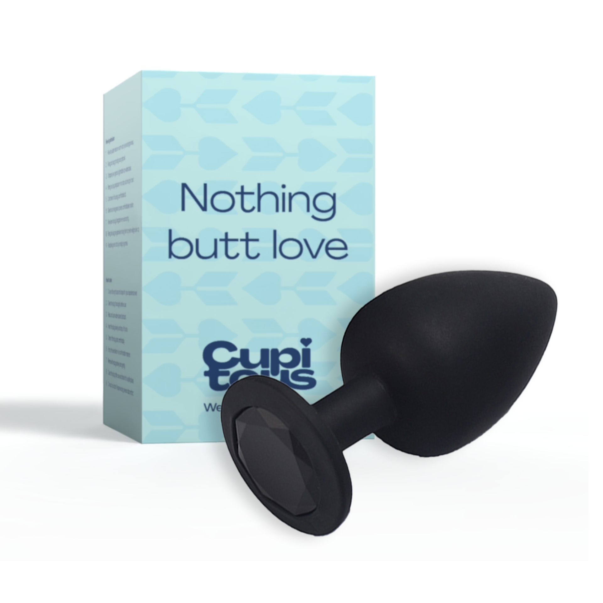 Siliconen butt plug diamant zwart media