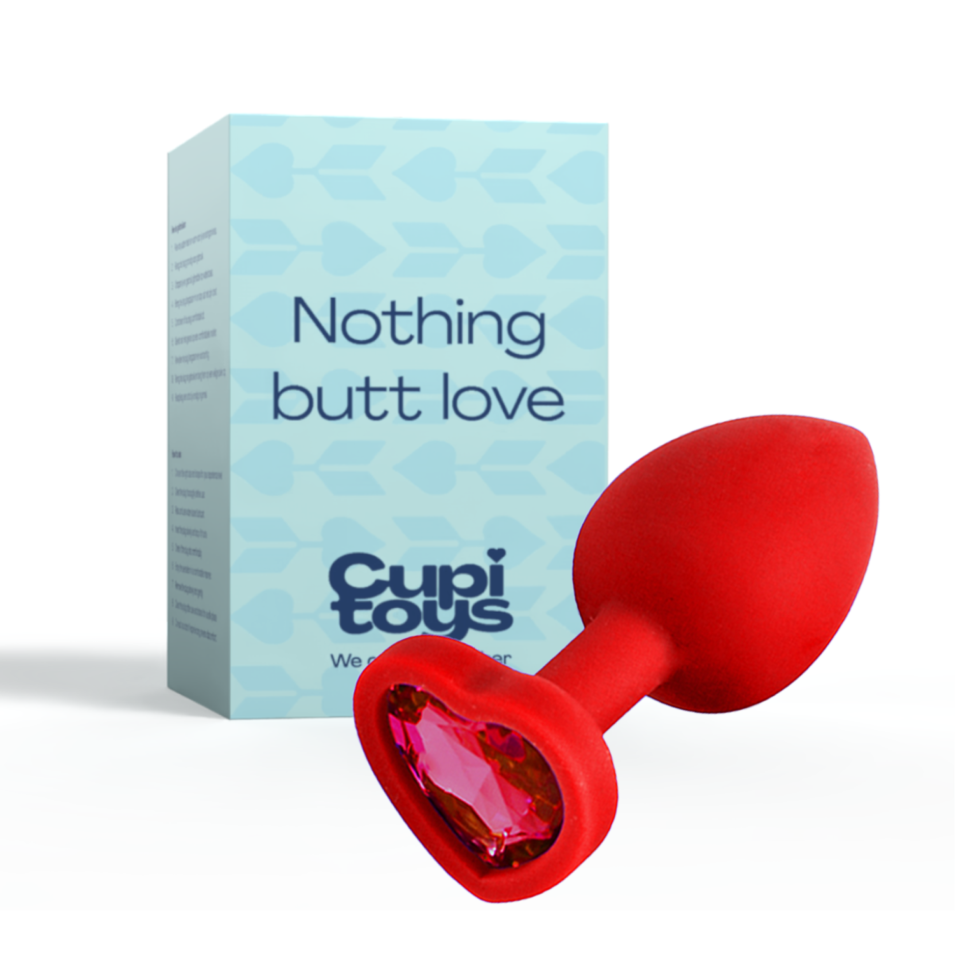 siliconen butt plug diamant rood hartje