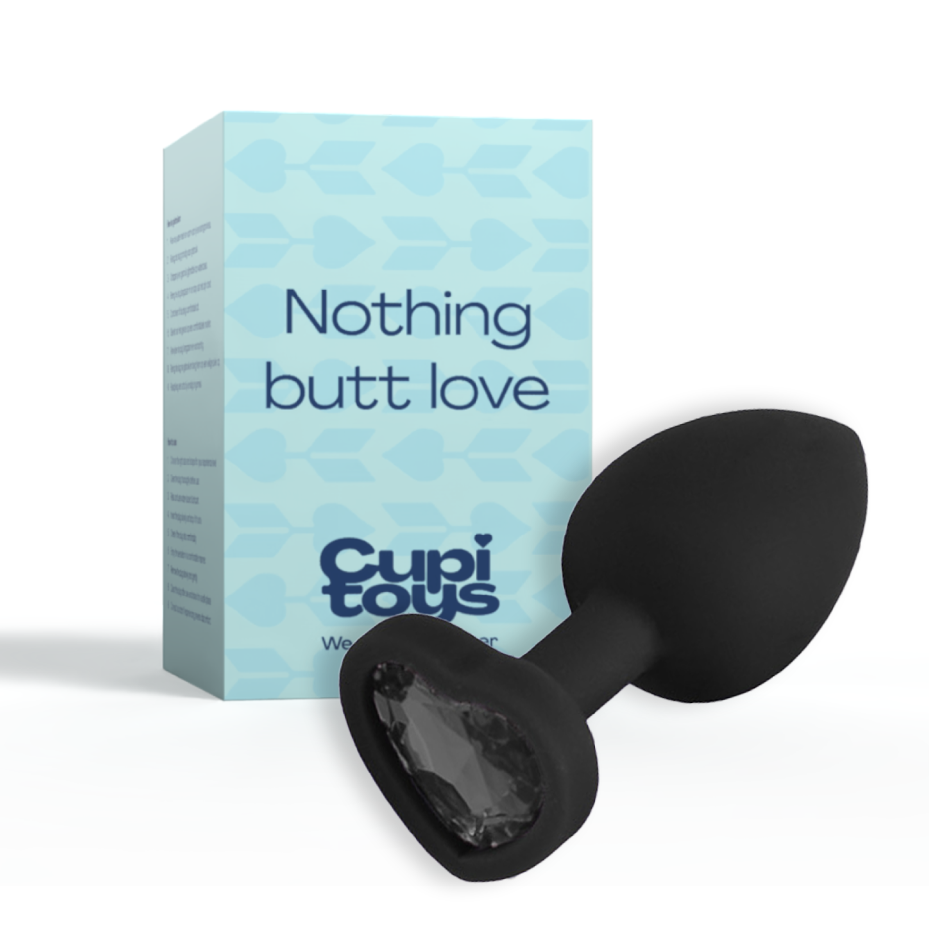 Siliconen butt plug diamant zwart hartje