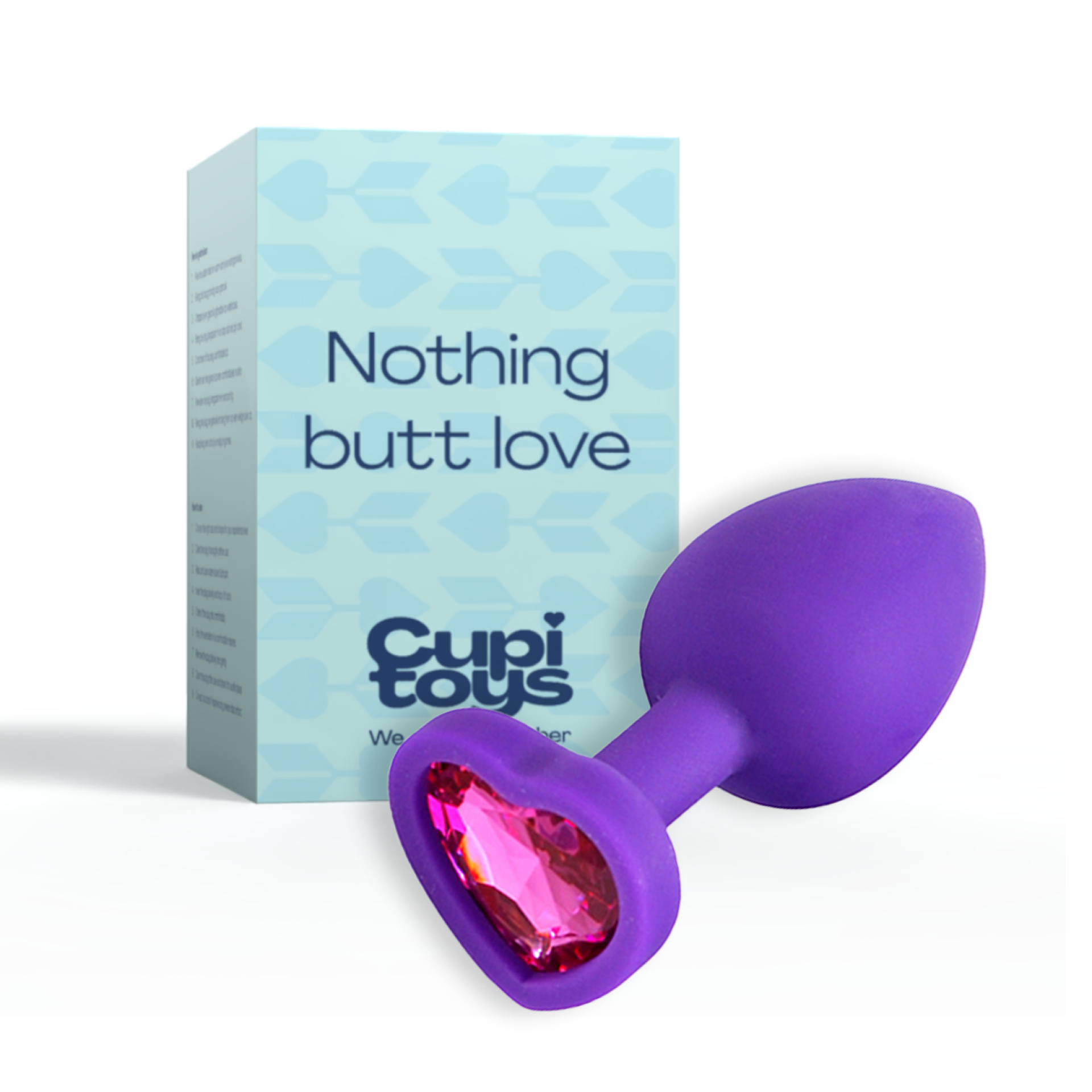 Siliconen butt plug diamant paars hartje