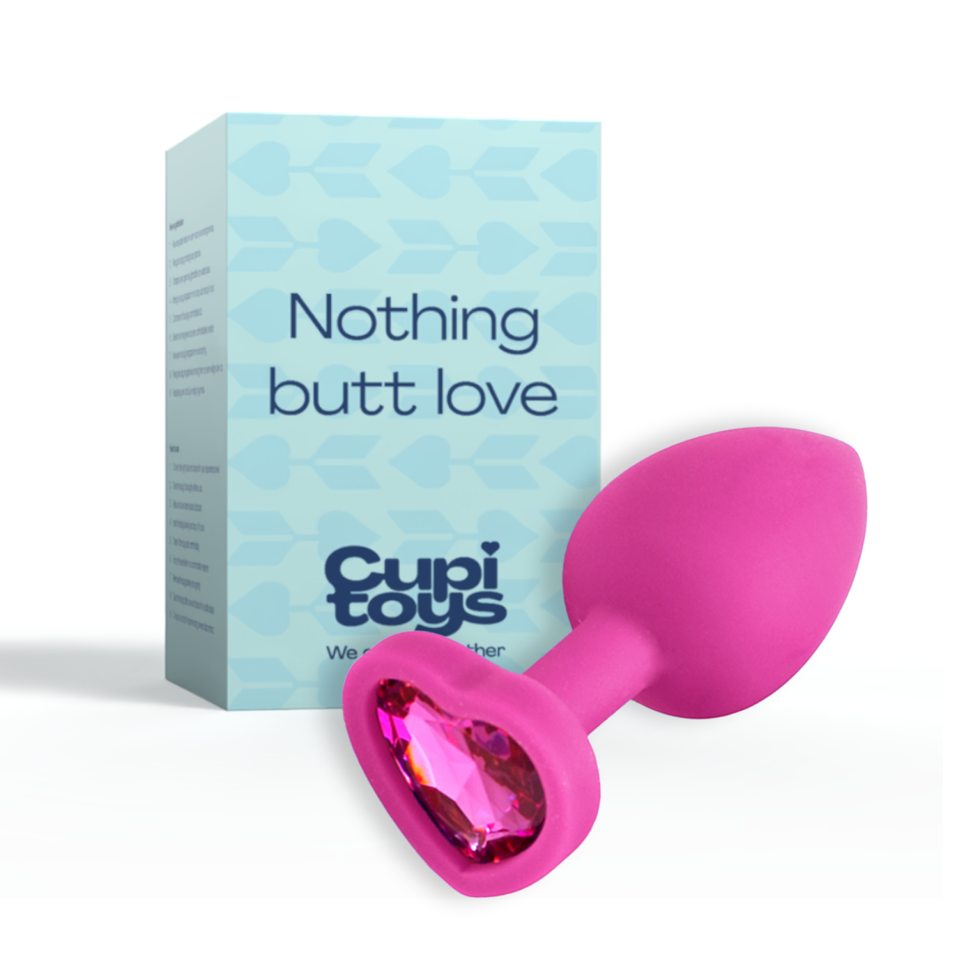 Siliconen butt plug diamant roze hartje