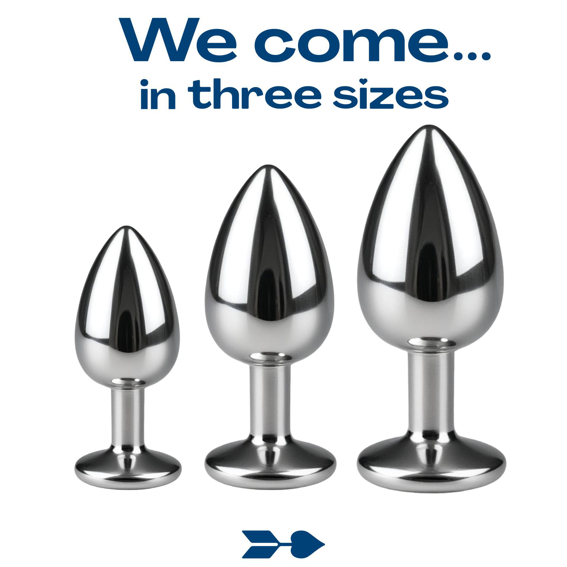 Metalen butt plug zilver diamant wit 3 sizes
