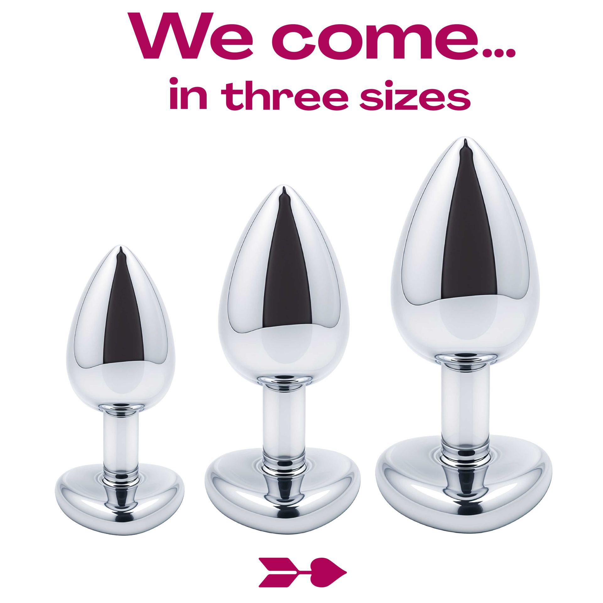 Butt plug zilver diamant roze hartje 3sizes