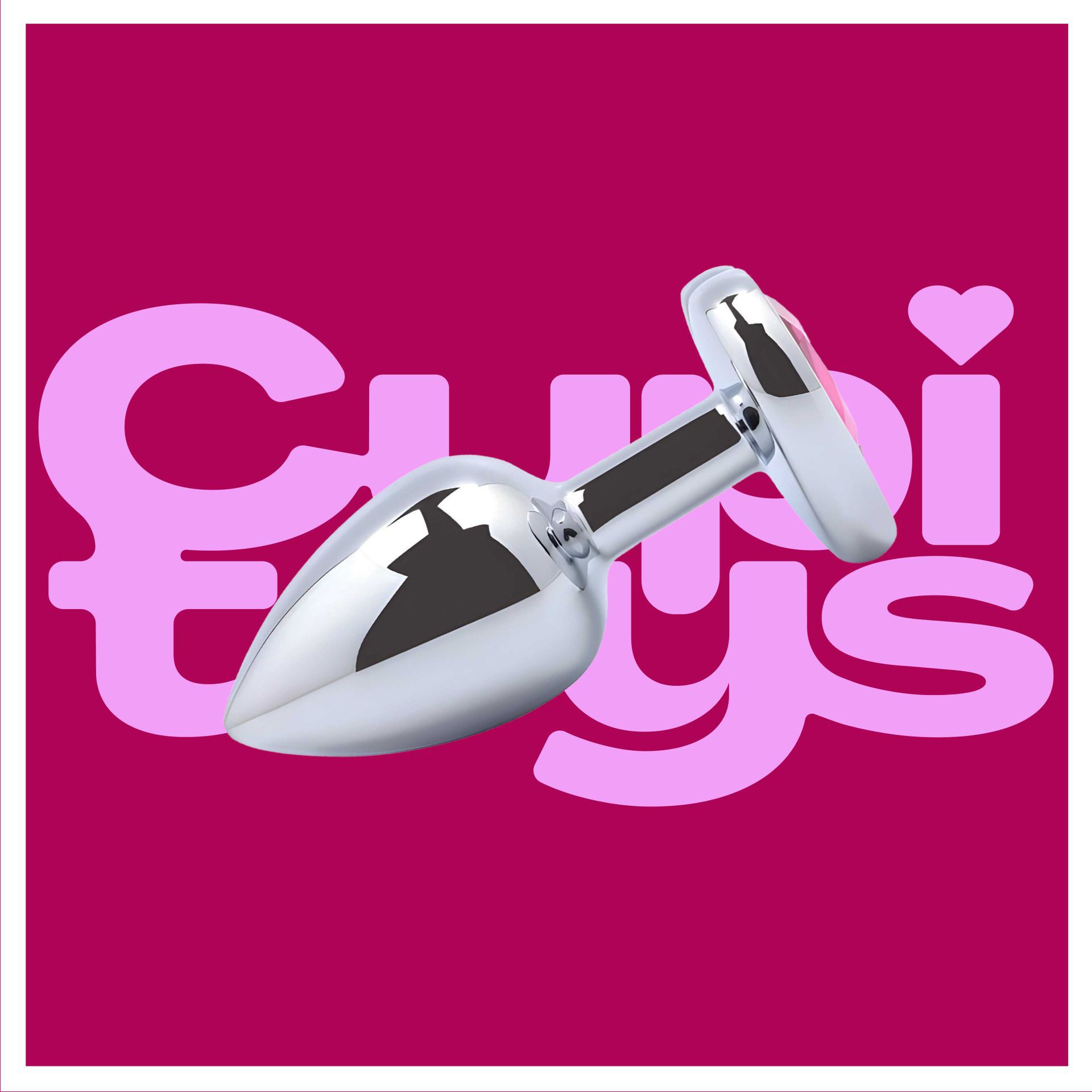 Butt plug zilver diamant roze hartje logo