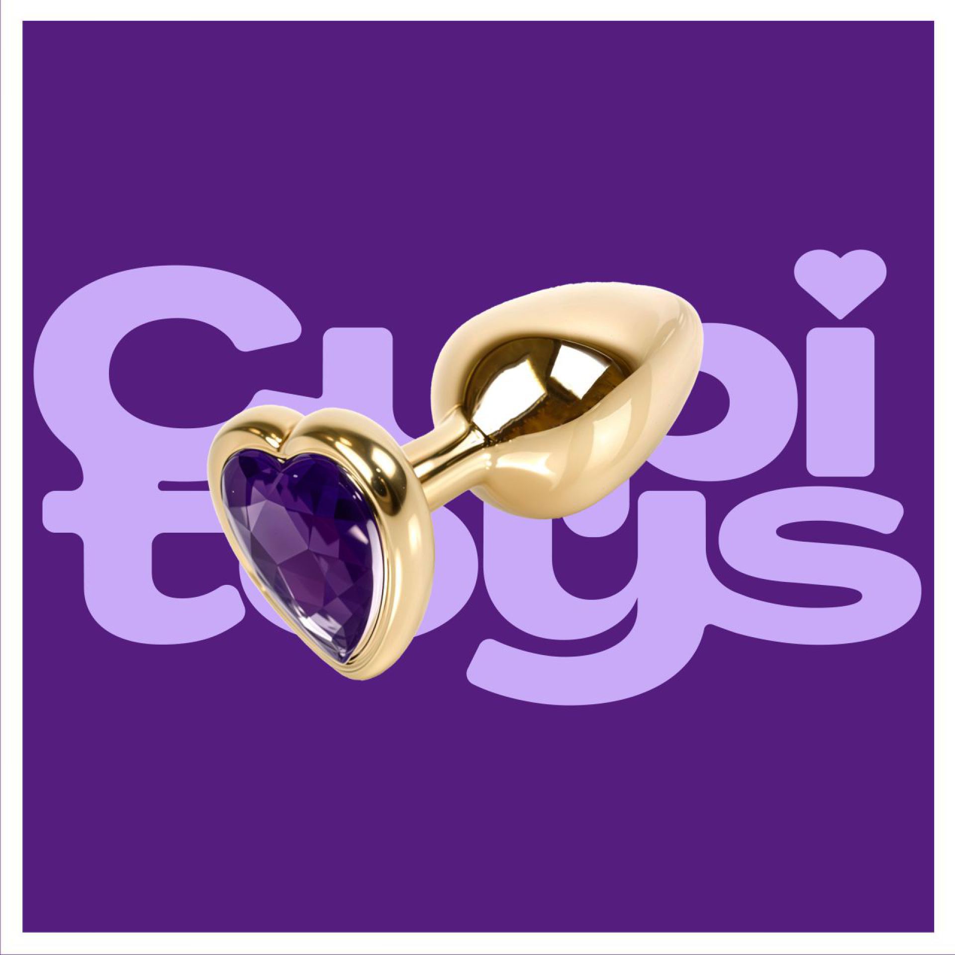 Butt plug goud diamant paars hartje logo