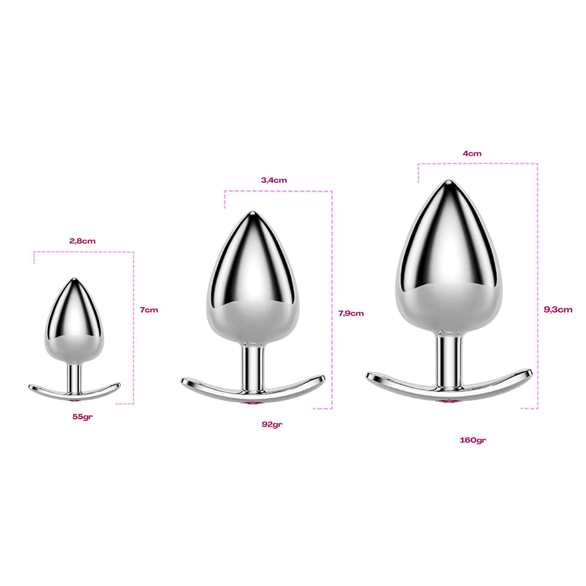 Butt plug zilver diamant lichtroze anker maat