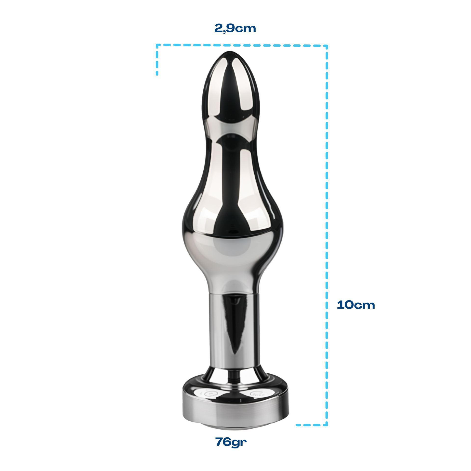 Metalen butt plug diamant wit lang maat