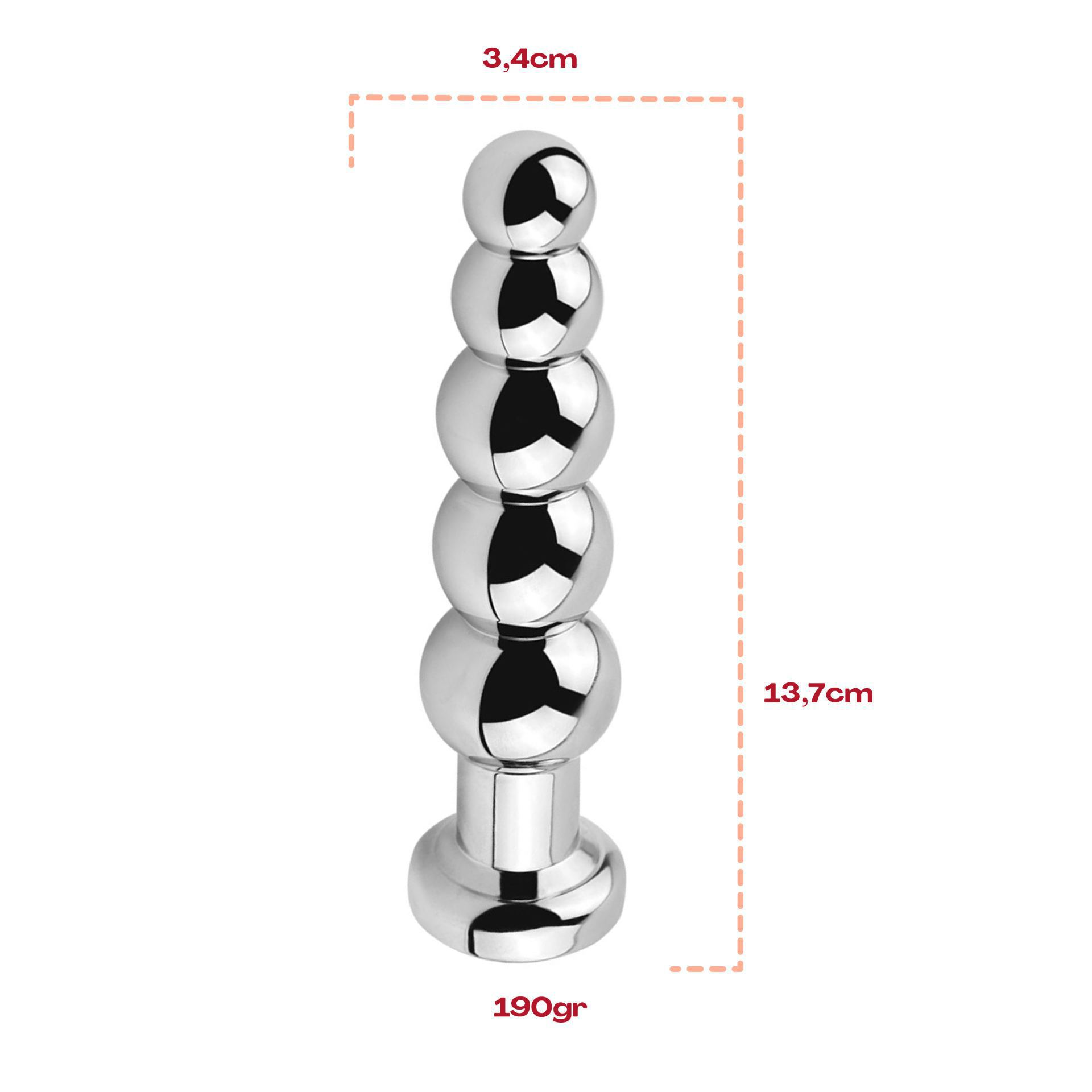 Butt plug zilver diamant rood beads maat