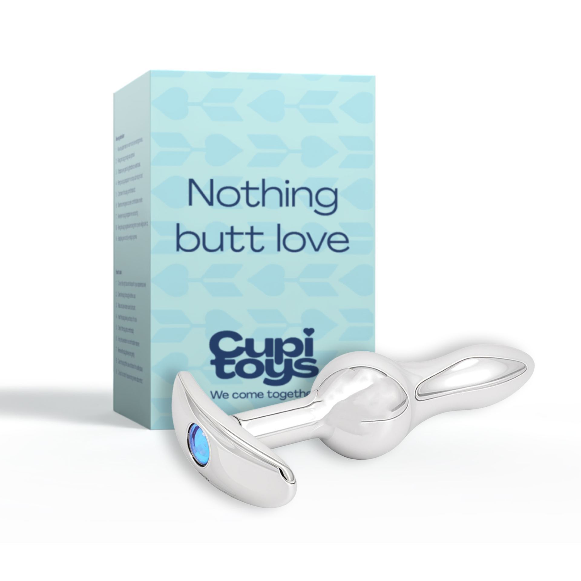 Butt plug zilver diamant lichtblauw anker lang