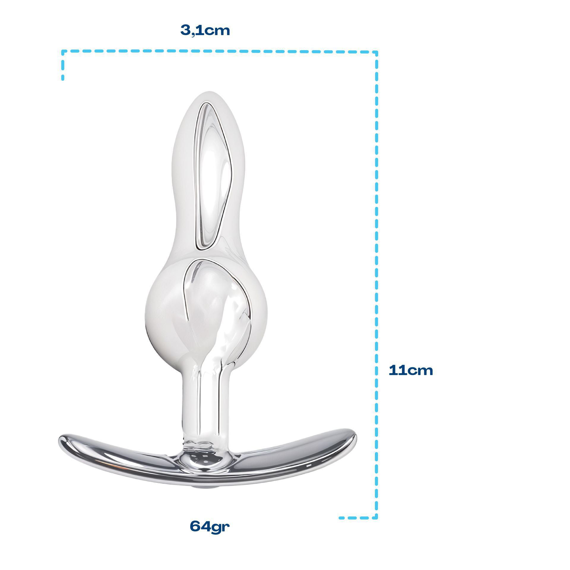 Butt plug diamant lichtblauw anker lang maat