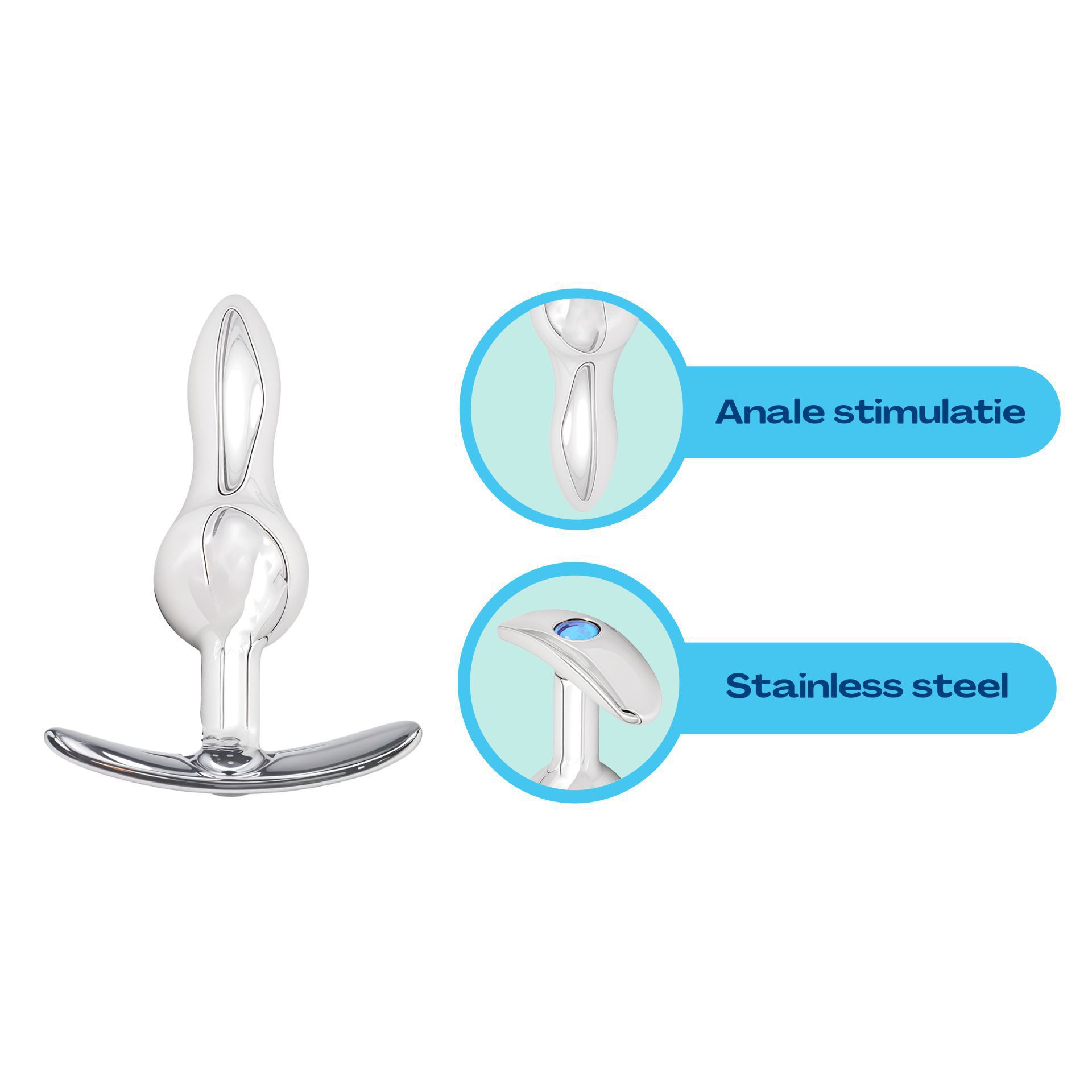 Butt plug diamant lichtblauw anker lang uitleg
