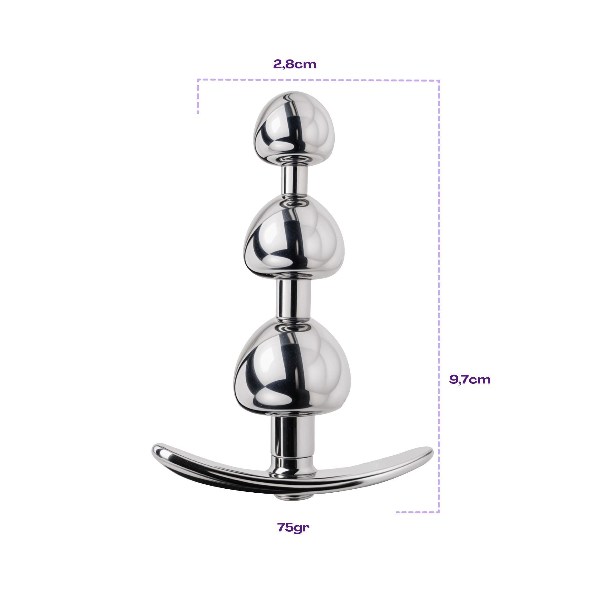 Buttplug diamant paars anker 3 beads maat