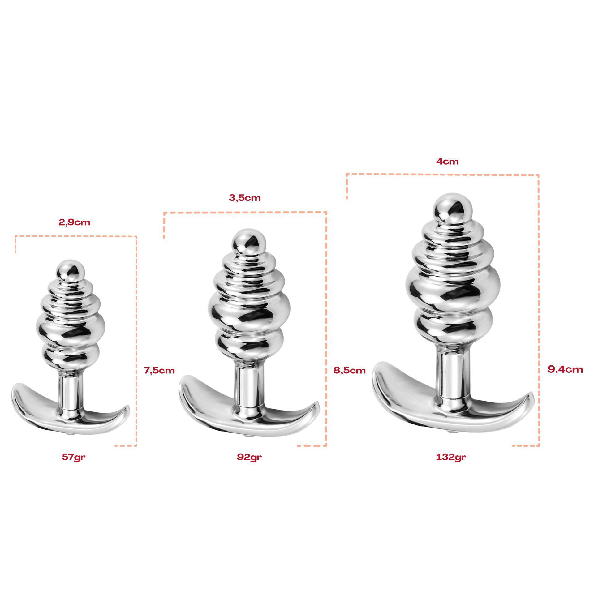 Buttplug diamant rood anker geribbeld maat