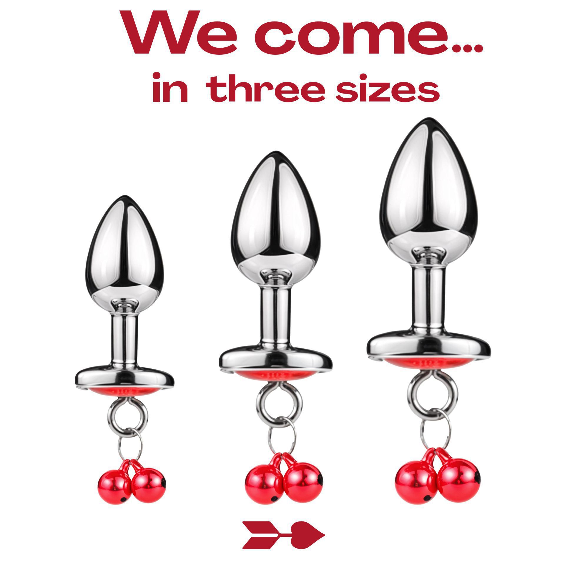 Buttplug zilver diamant rood belletjes 3 sizes