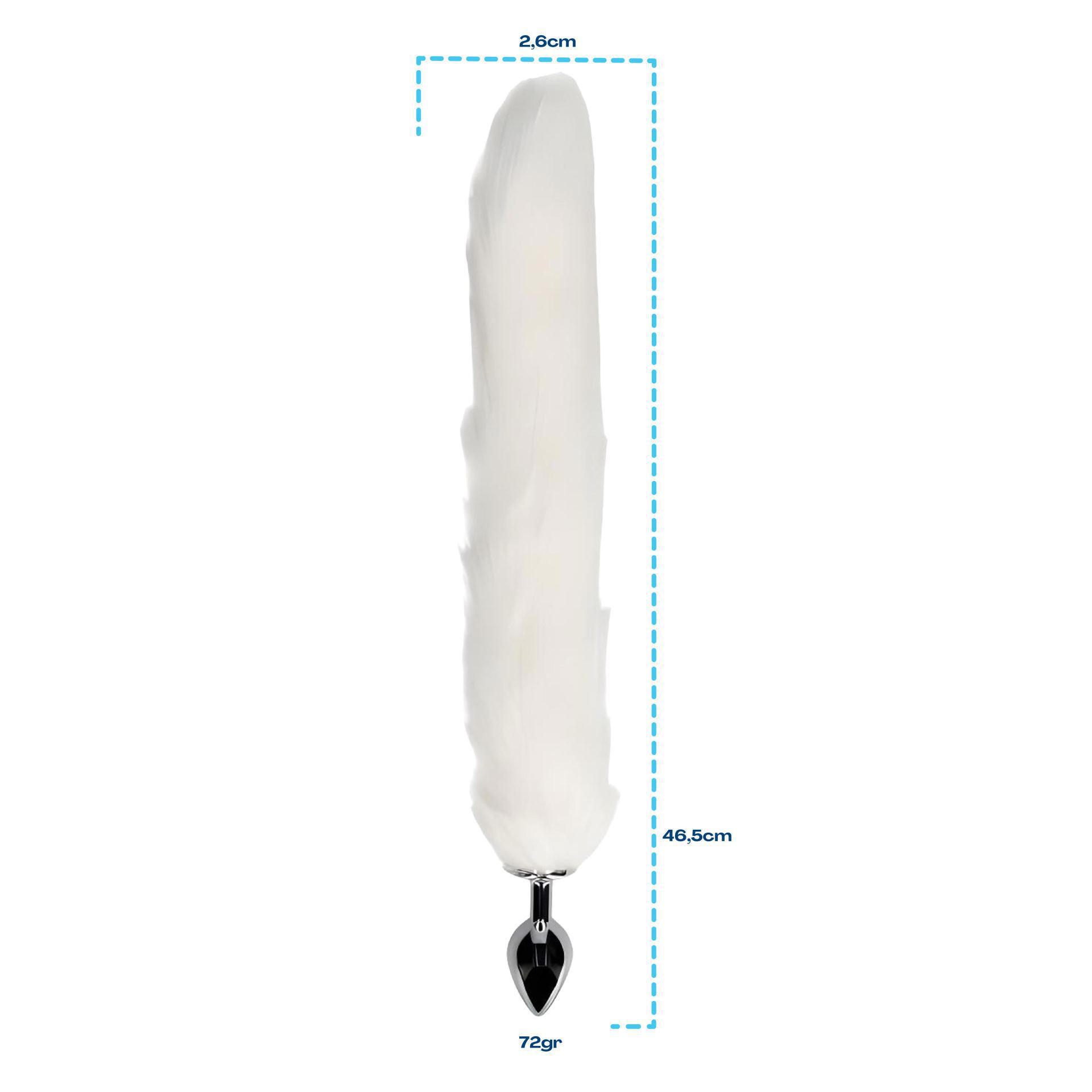 Metalen buttplug staart wit maat