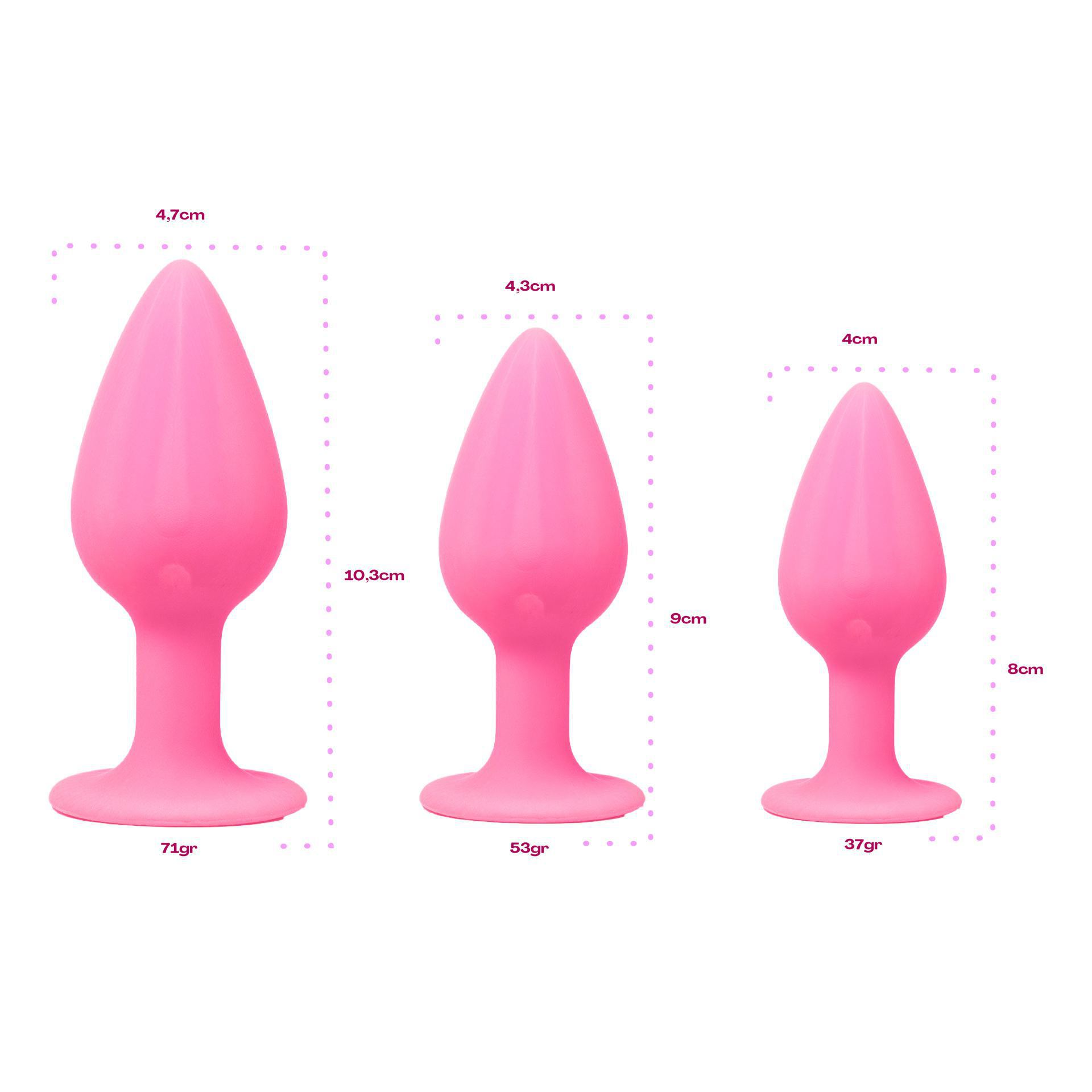 Buttplug set roze glow in the dark maat