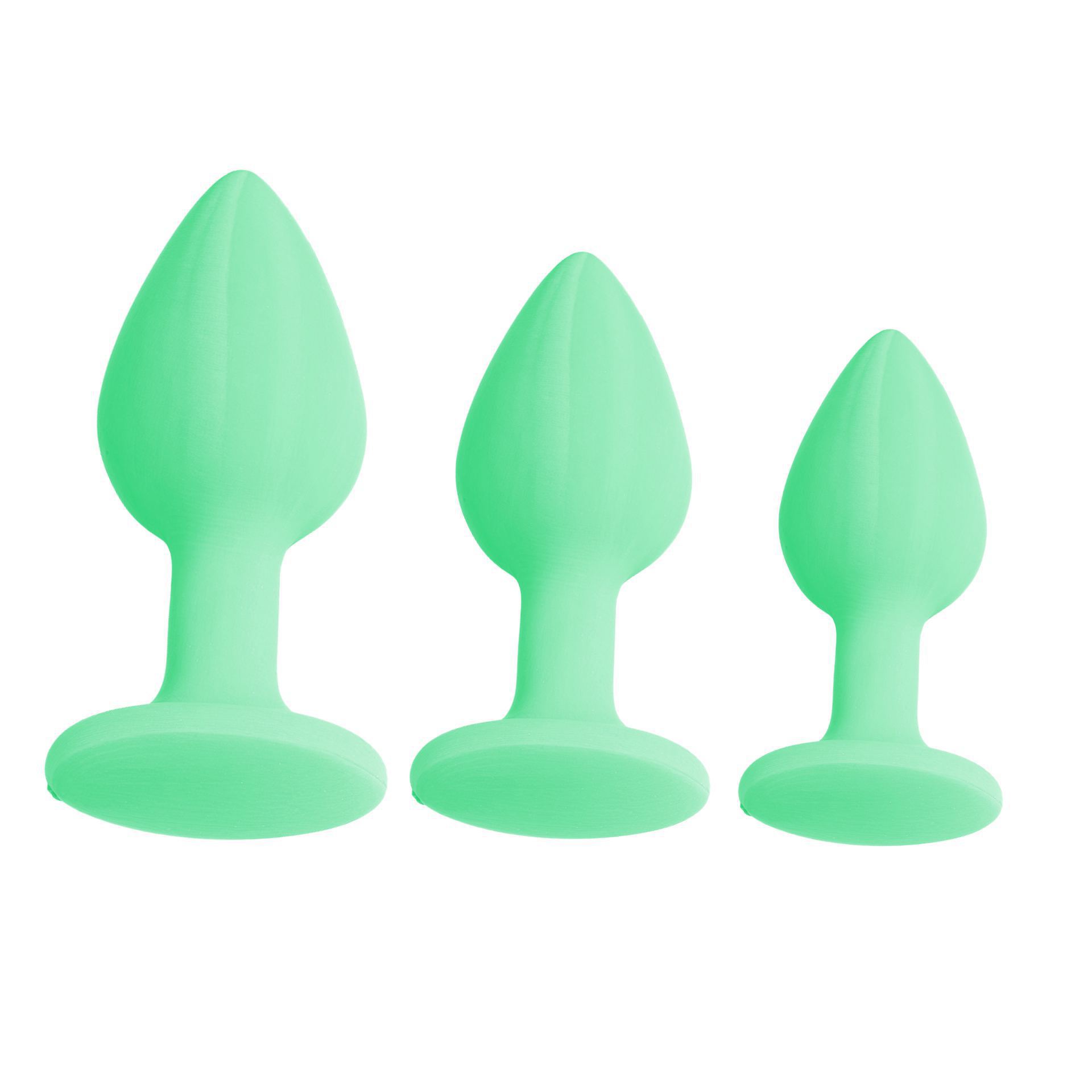 Buttplug set groot groen glow in the dark foto