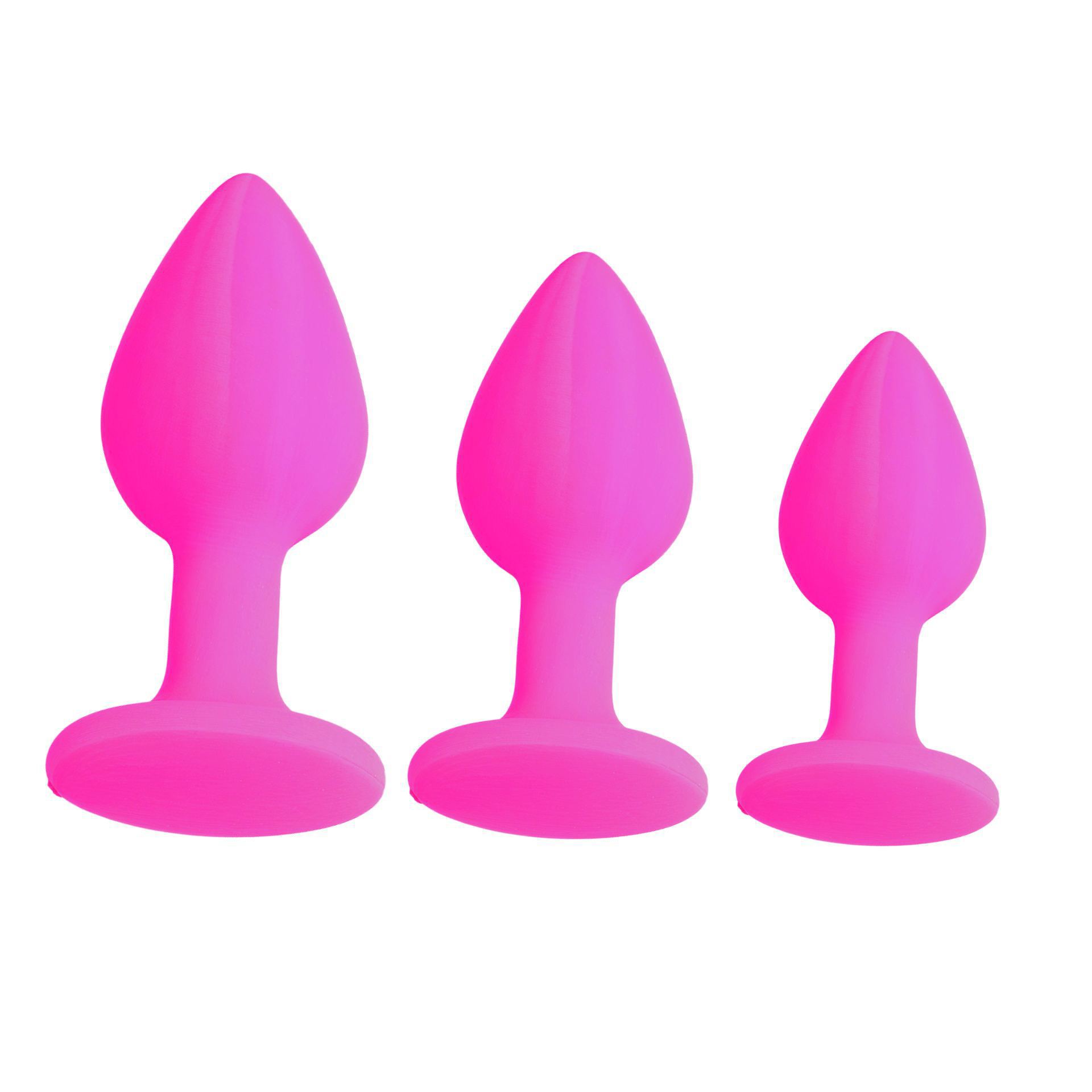 Siliconen buttplug set medium roze foto
