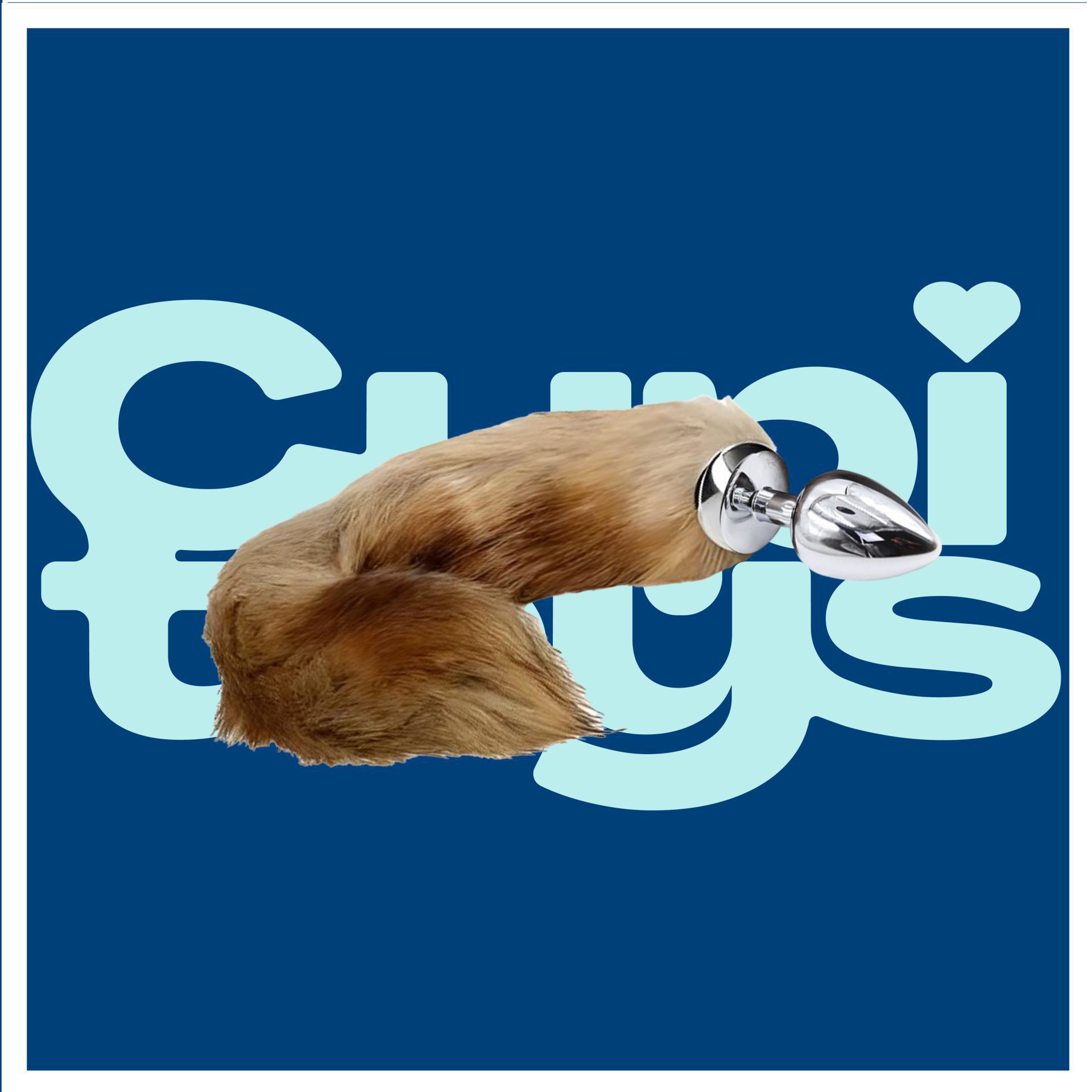 Metalen butt plug staart wit logo